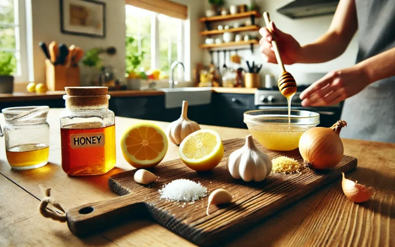La receta definitiva para mejorar la salud con miel, limón, cebolla, ajo y jengibre.