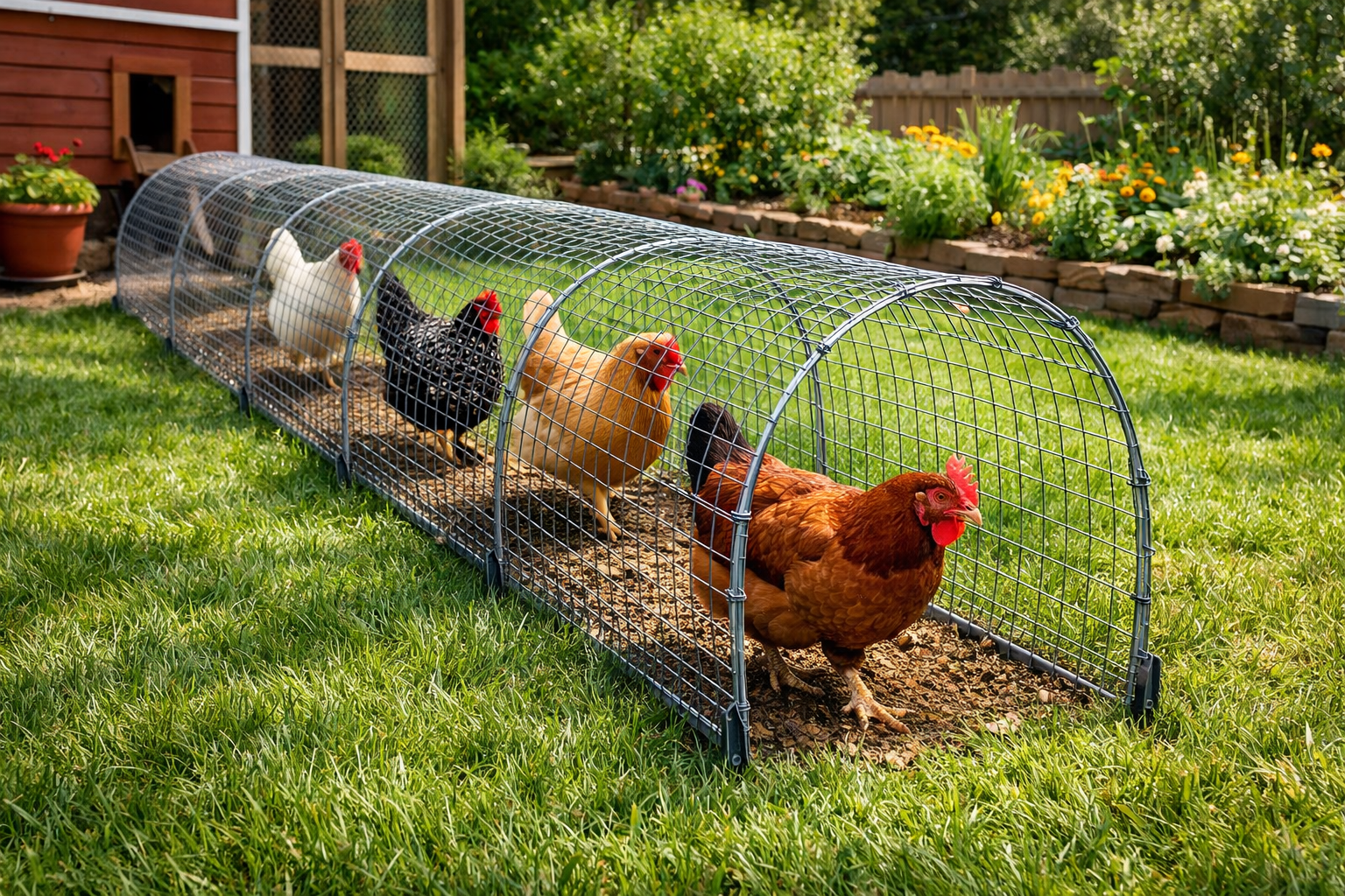 Este túnel para pollos hecho en casa soluciona rápidamente los problemas de la crianza libre