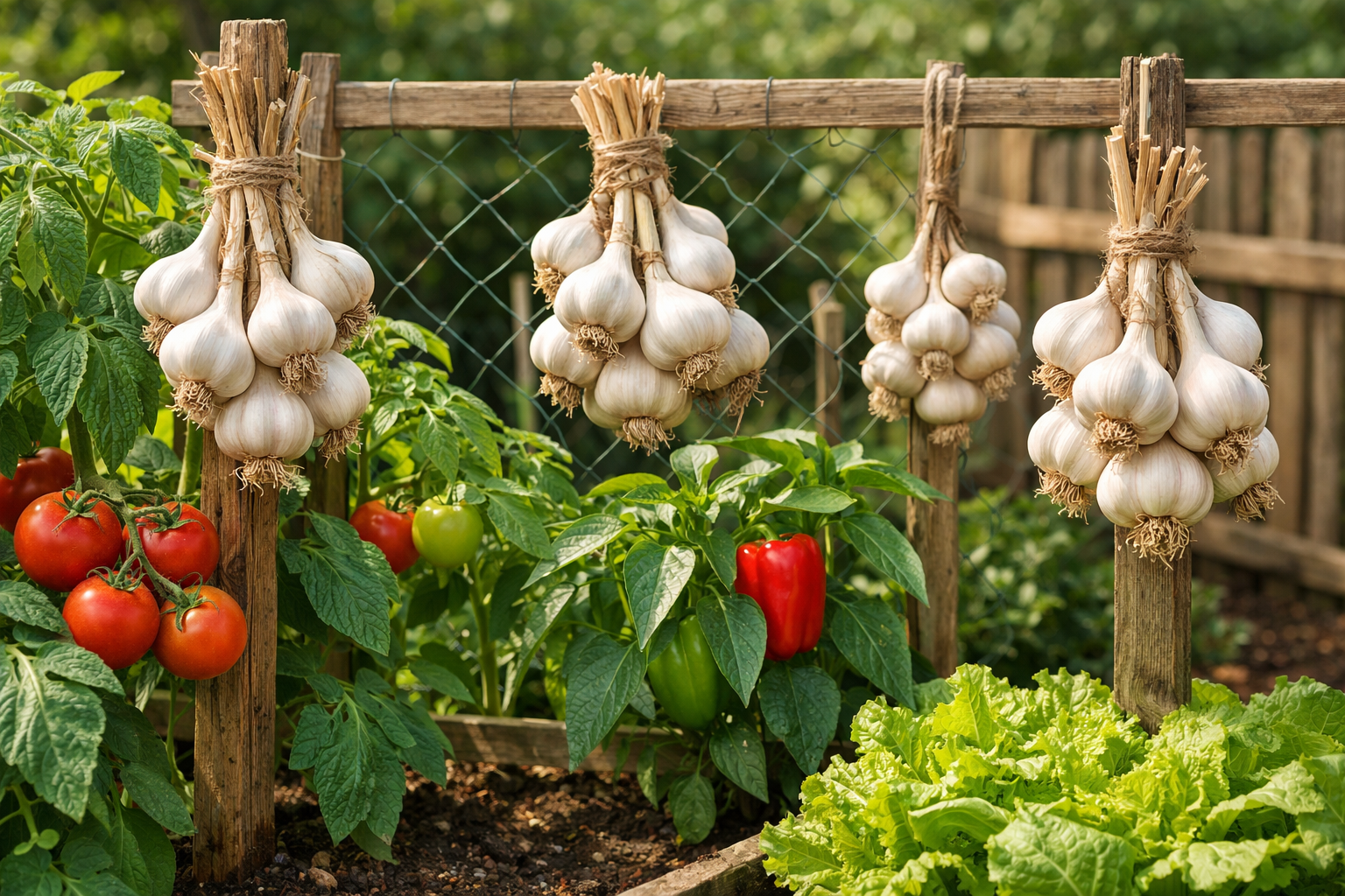 Por qué los jardineros inteligentes cuelgan bulbos de ajo alrededor de sus plantas