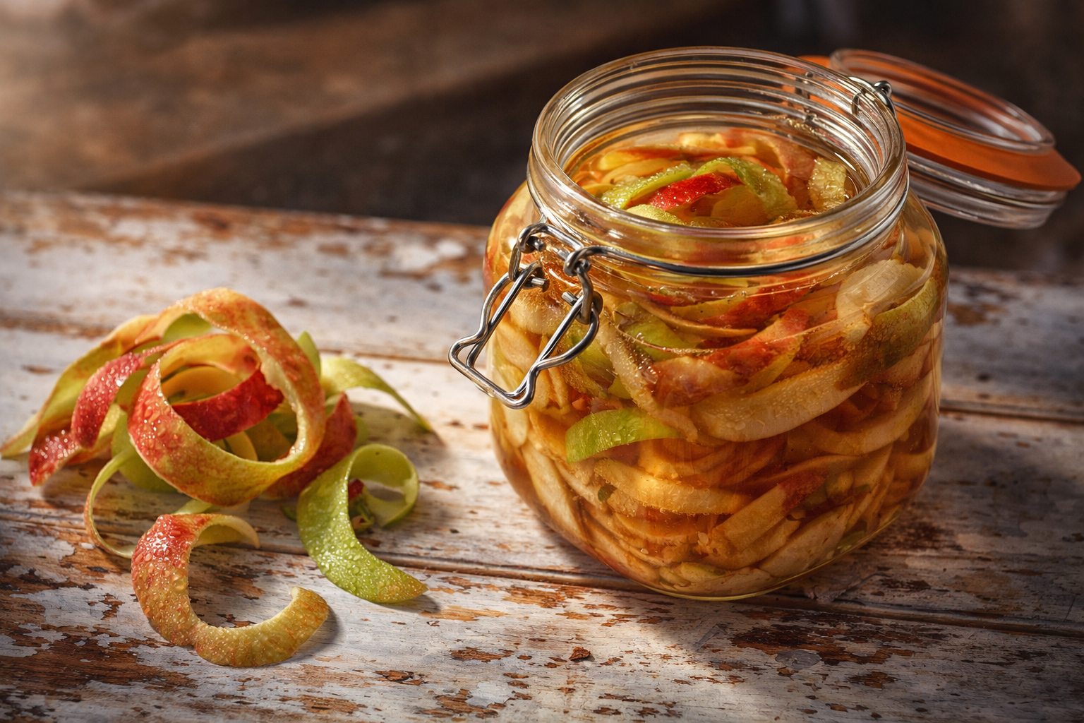 Cáscaras de manzana, sumérgelas en un recipiente con agua: lo que sucede es sorprendente