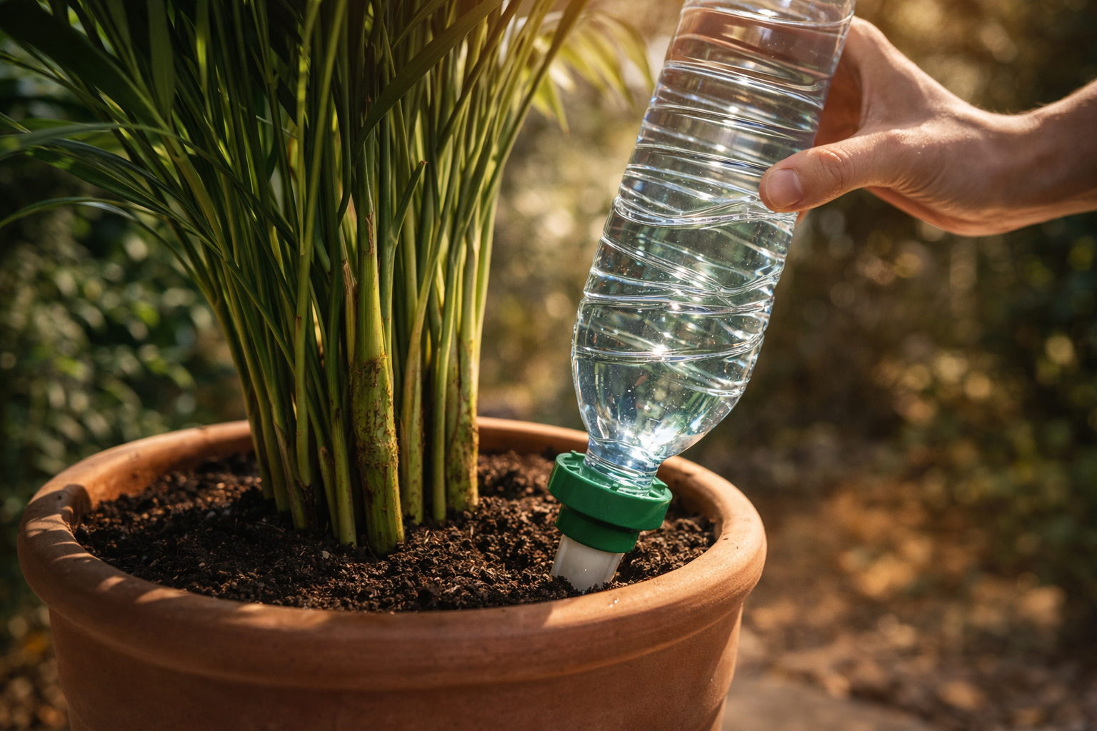 Colocar una botella en tus macetas: la solución práctica al mayor desafío de tus plantas