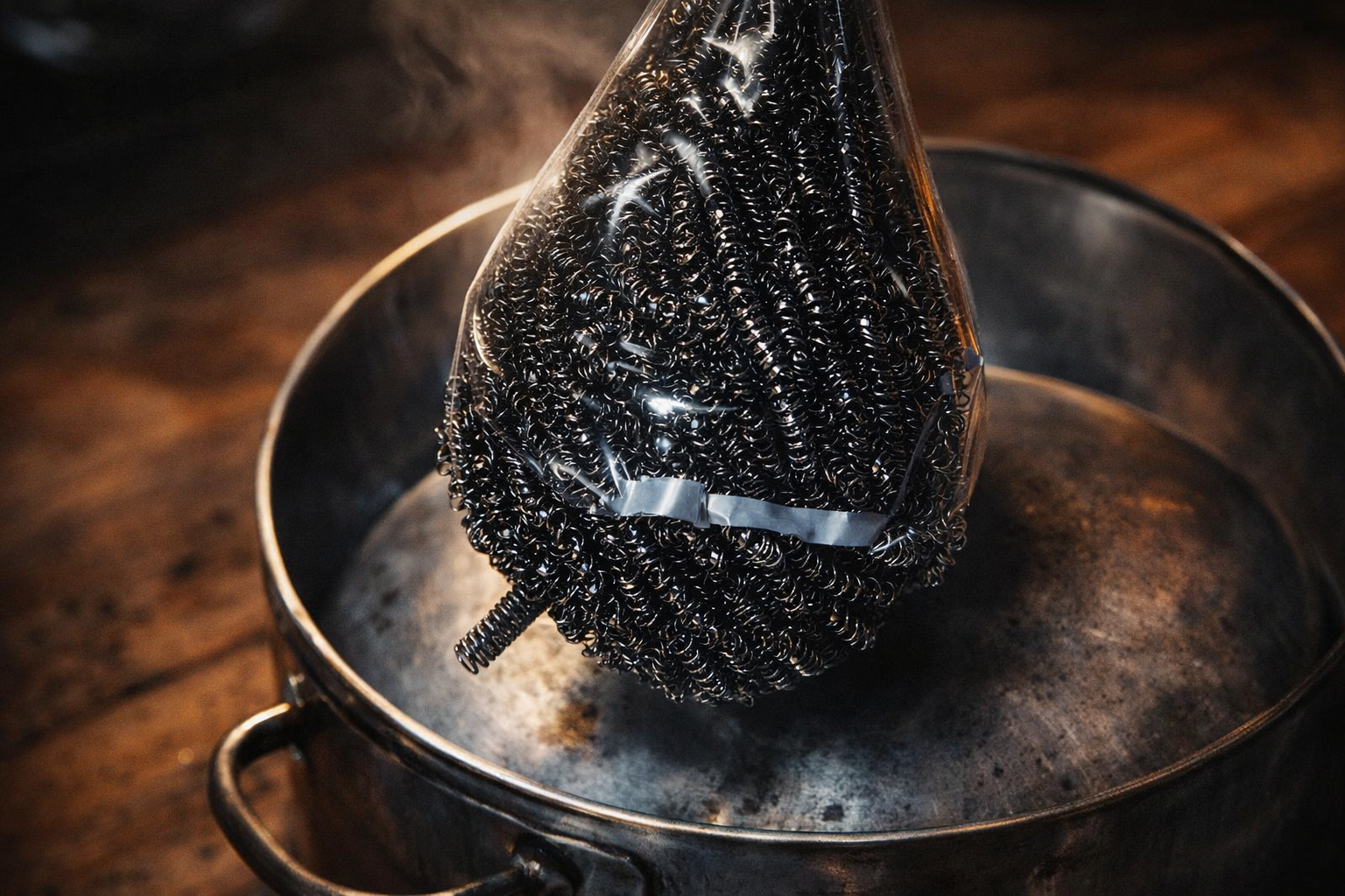 Colocar una esponja en una red dentro de una botella de plástico: se hace incluso en los hoteles