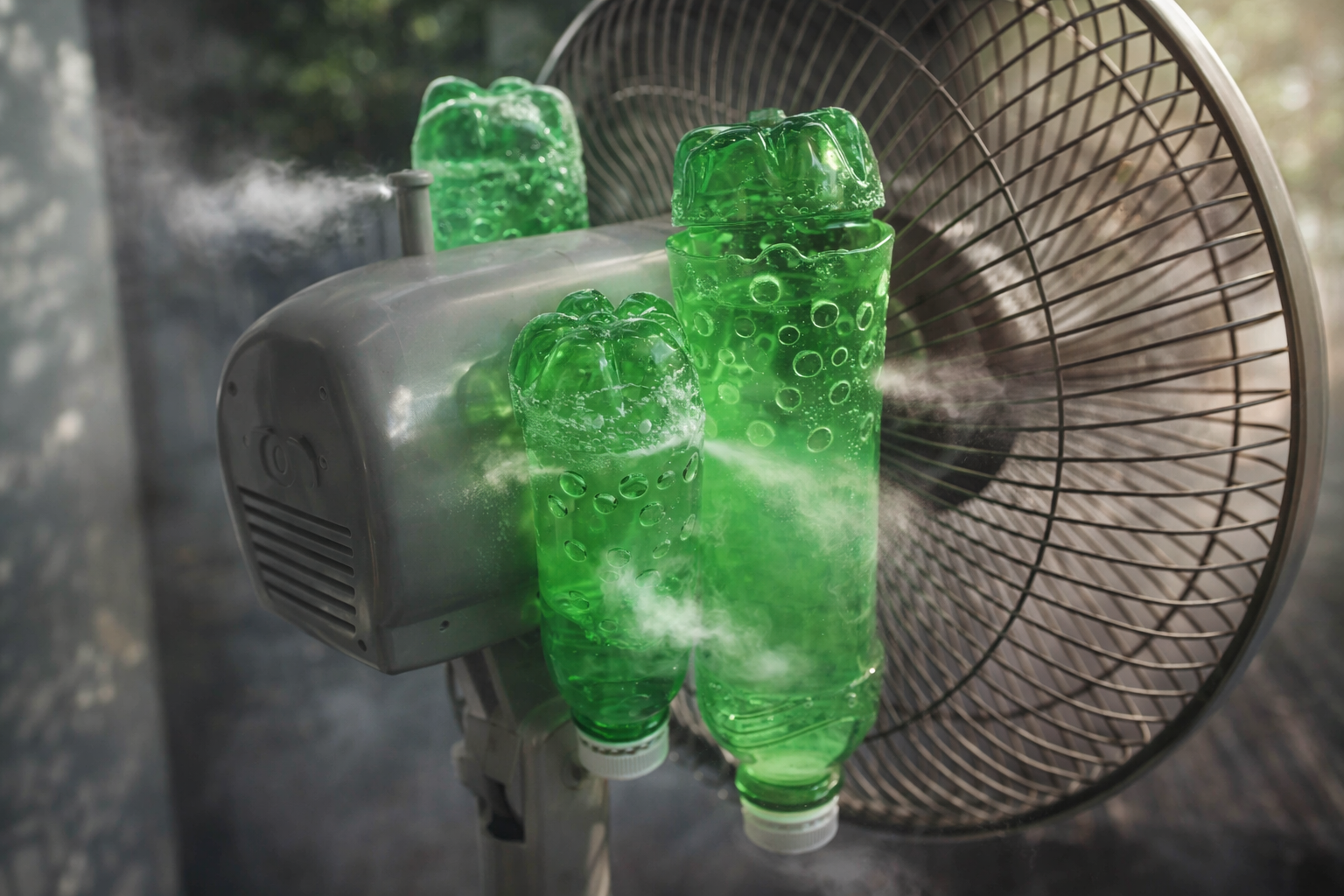 Cómo crear un aire acondicionado casero con botellas de plástico y un ventilador