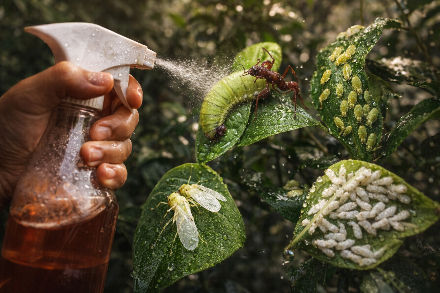 Esta mezcla casera elimina orugas, hormigas y moscas blancas sin químicos