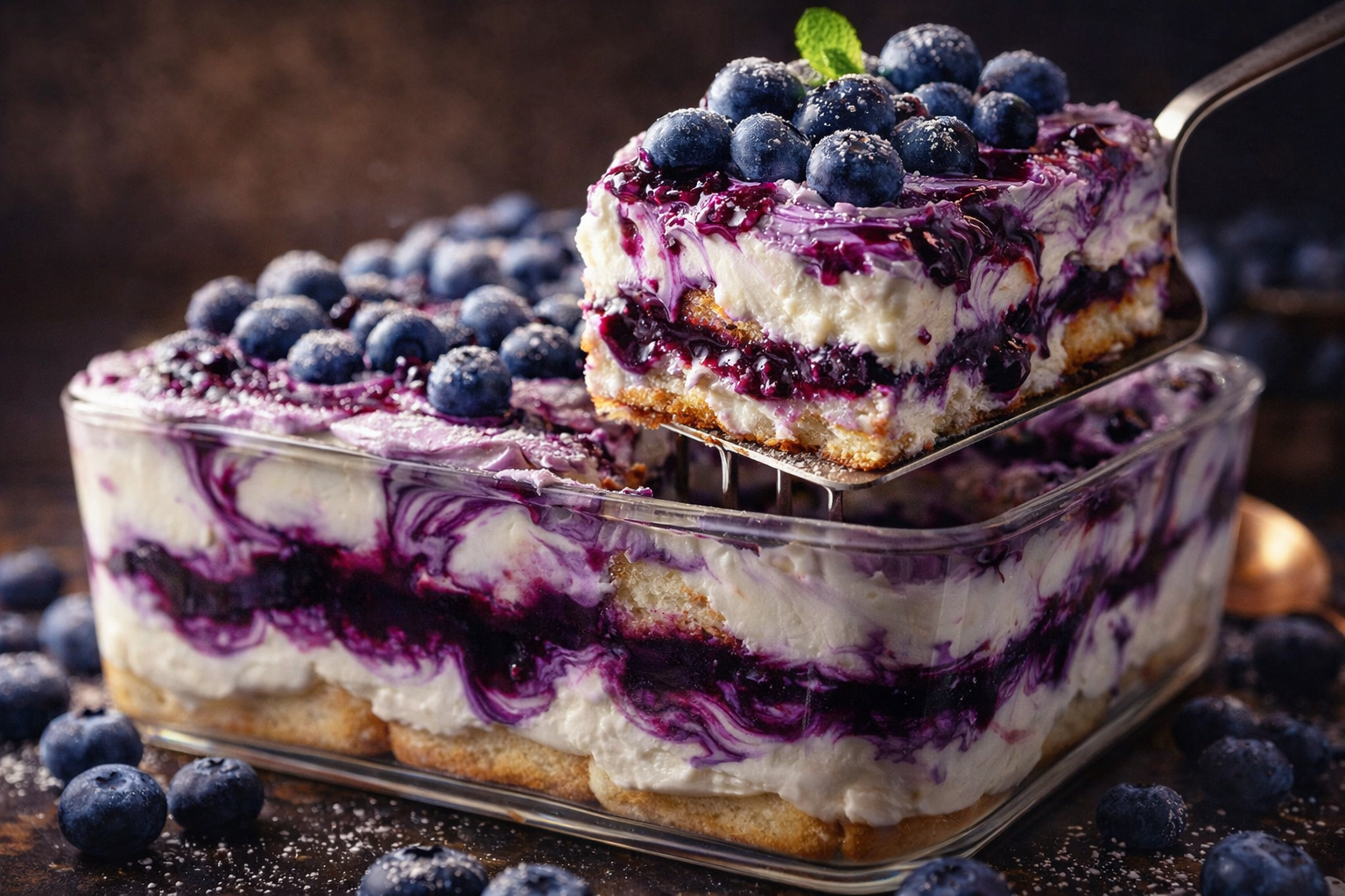 Este delicioso tiramisú de arándanos se prepara en 15 minutos y sin horno