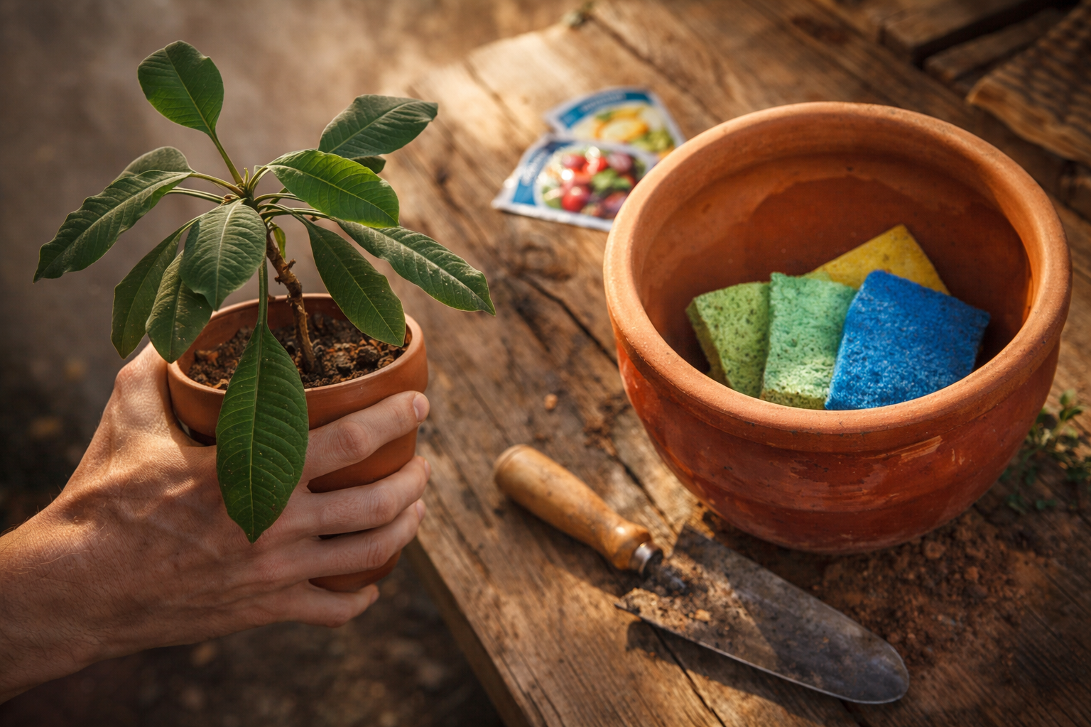Evita la pudrición de las raíces de tus plantas usando una esponja
