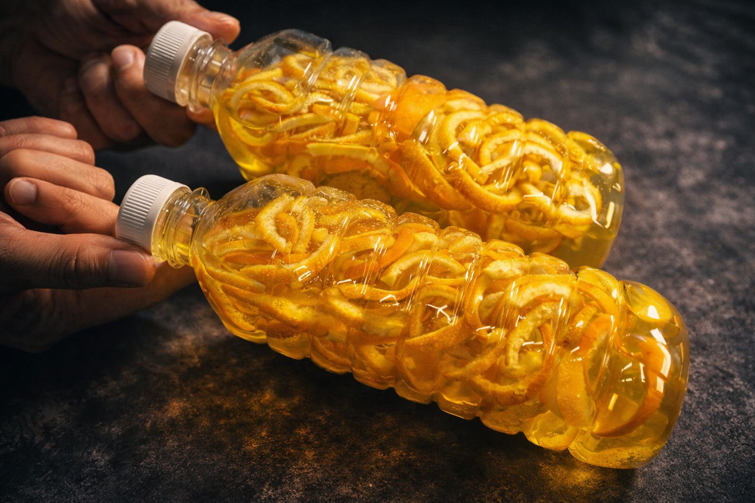 No volverás a tirar las cáscaras de naranja después de probar este truco con una botella de plástico