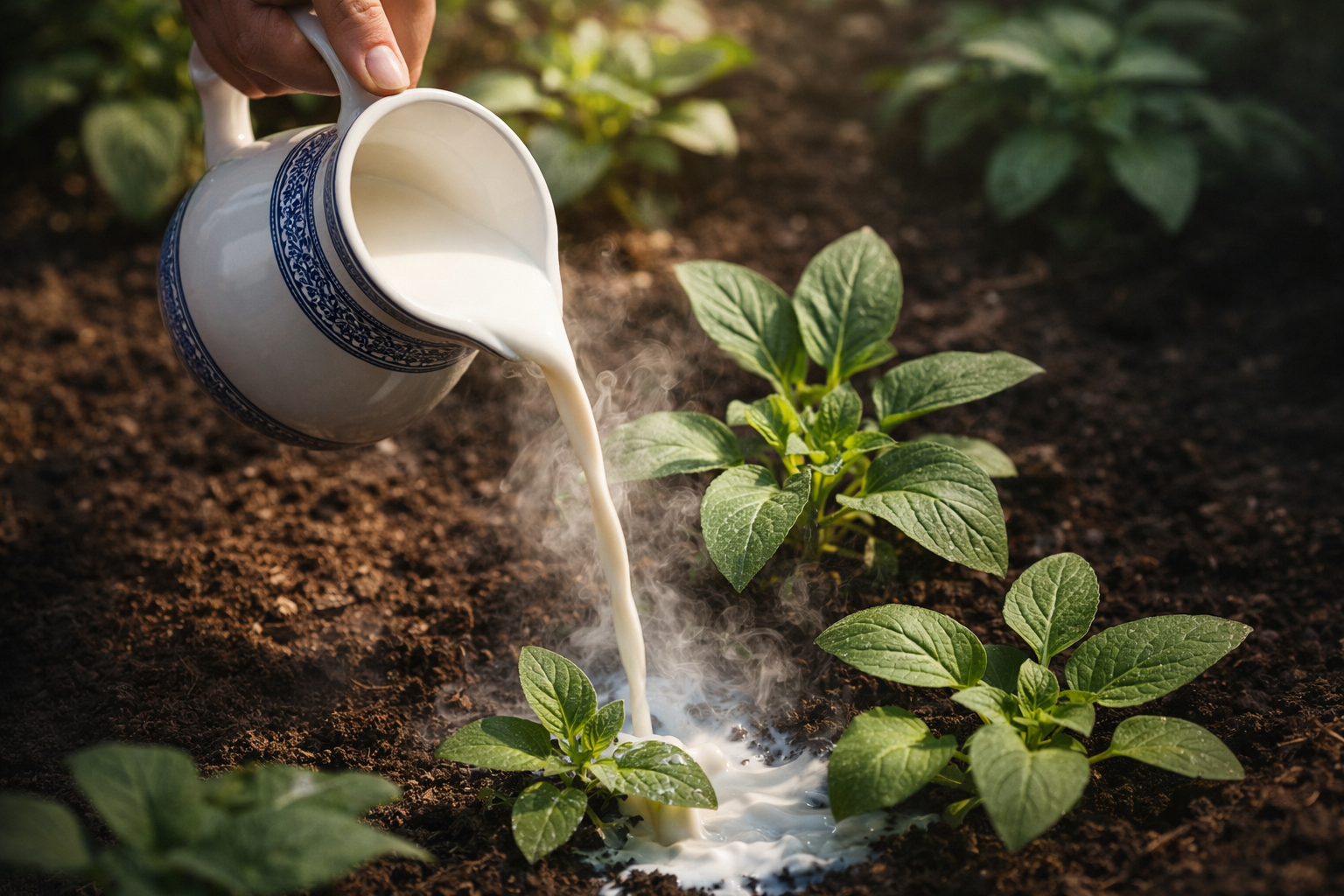 Riega tus plantas con leche: un truco sorprendente y eficaz