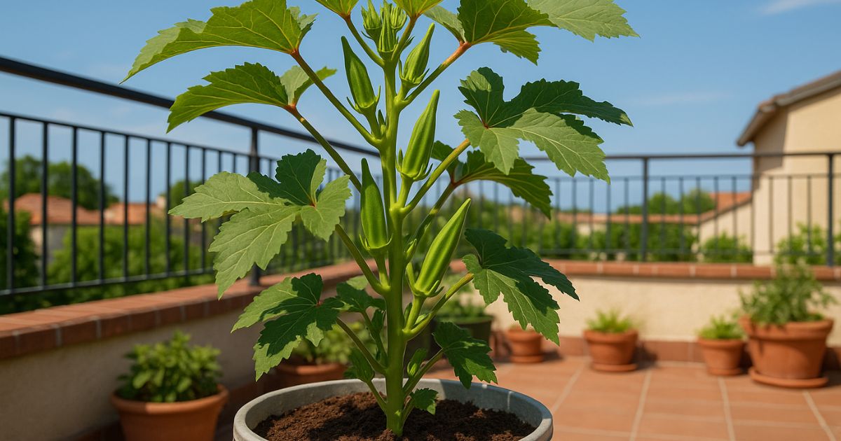 Cómo cultivé cubetas llenas de quimbombó en un pequeño jardín en la terraza