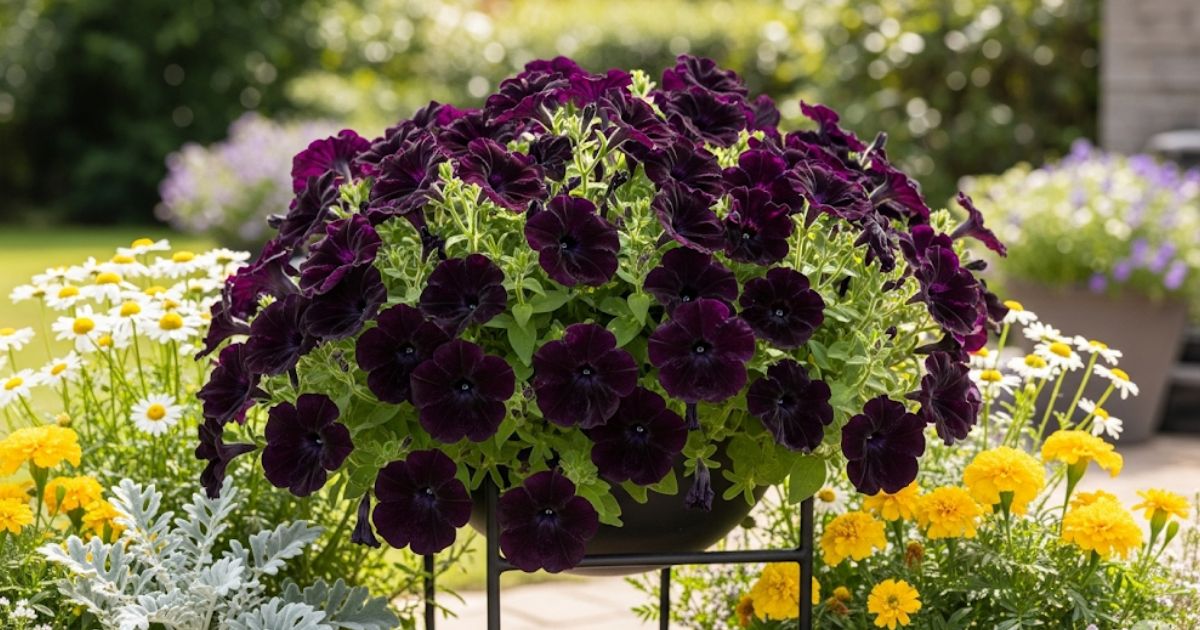 Estas impresionantes petunias negras harán que tu jardín destaque
