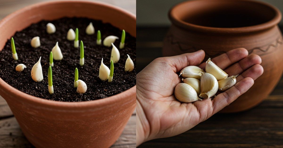 Este Truco de Una Sola Bombilla Hace Crecer Mucho Ajo en Contenedores