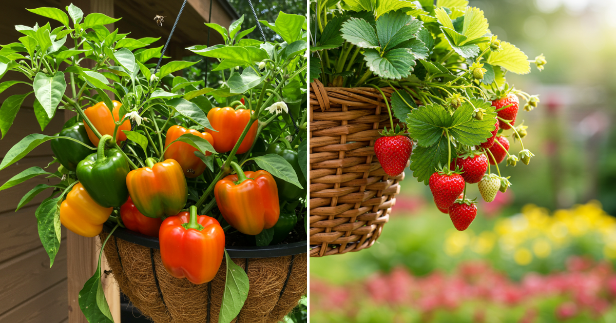 10 Verduras y Frutas que Prosperan en Cestas Colgantes