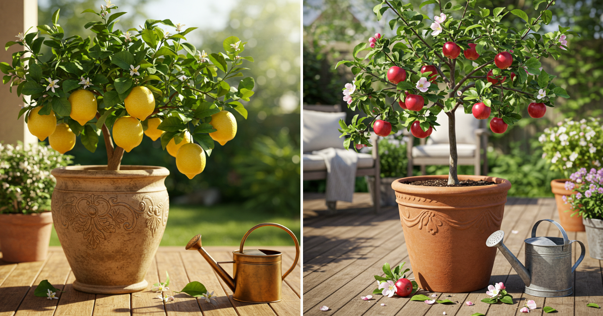 8 árboles frutales que crecen en macetas