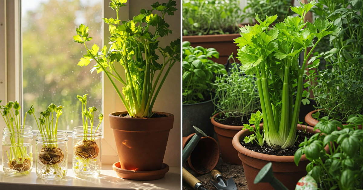 Cultiva un suministro infinito de apio en una sola maceta