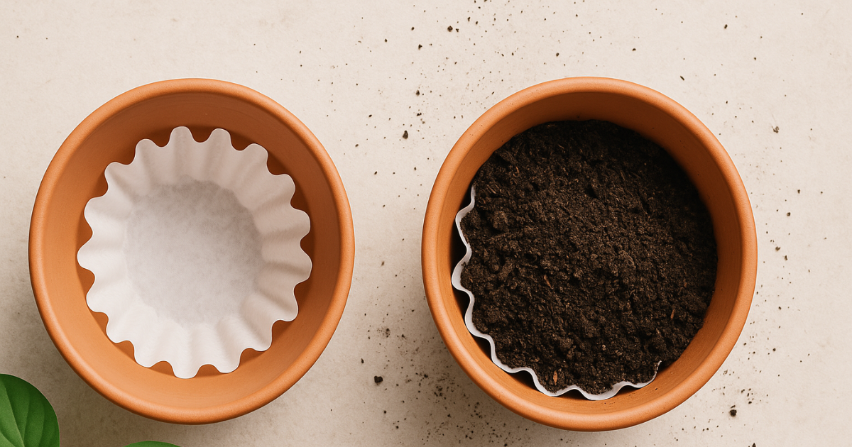 Por qué los jardineros inteligentes siempre ponen un filtro de café en las macetas