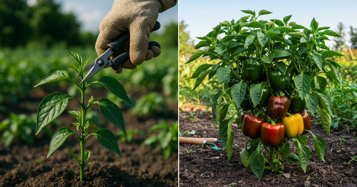¿Quieres plantas de pimiento más grandes y frondosas? Empieza por cortar la punta