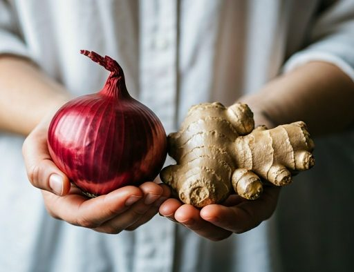 Jengibre con cebollas rojas y ajo. Cómo prepararlo