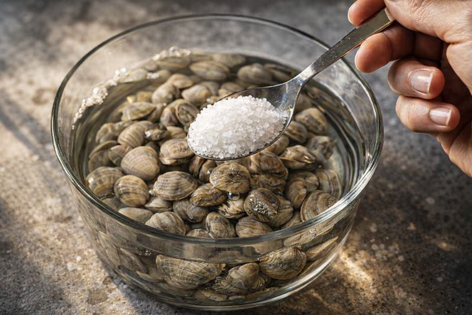 Adiós a la arena en las almejas, solo añade una cucharada al agua.