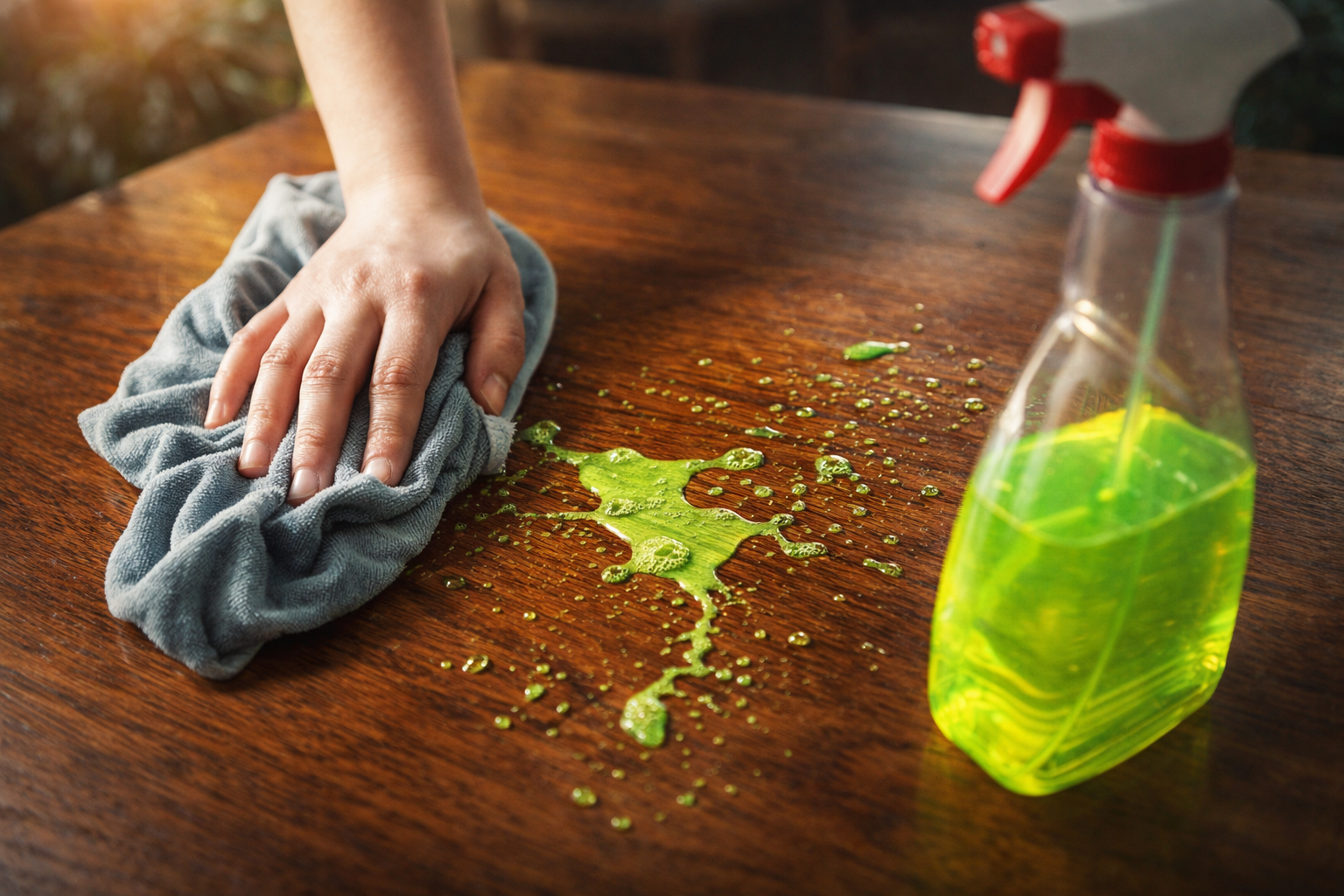 Adiós a las manchas de agua dura en madera, vidrio y acero con este producto