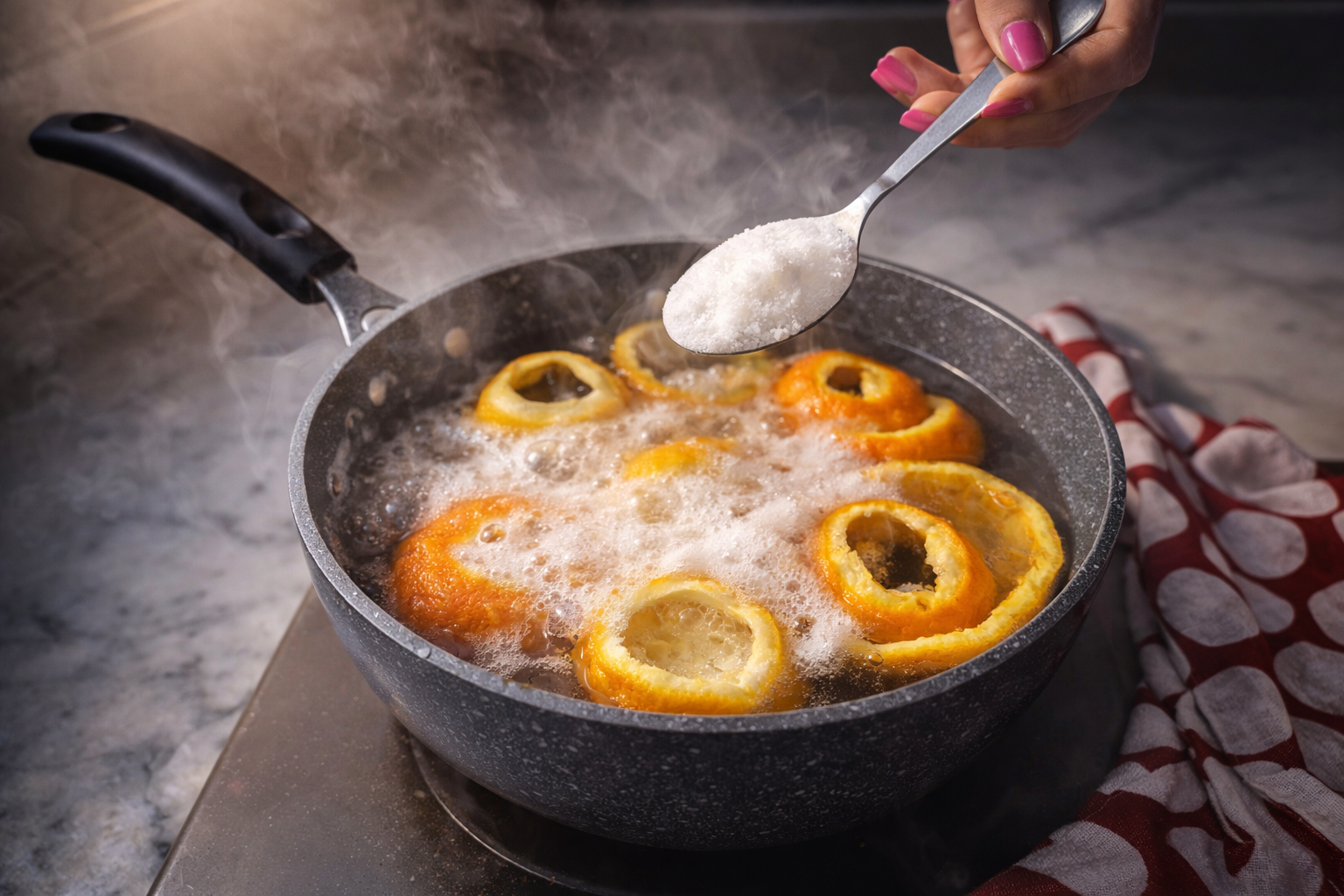 Agrega bicarbonato de sodio a las cáscaras de cítricos y descubre resultados sorprendentes