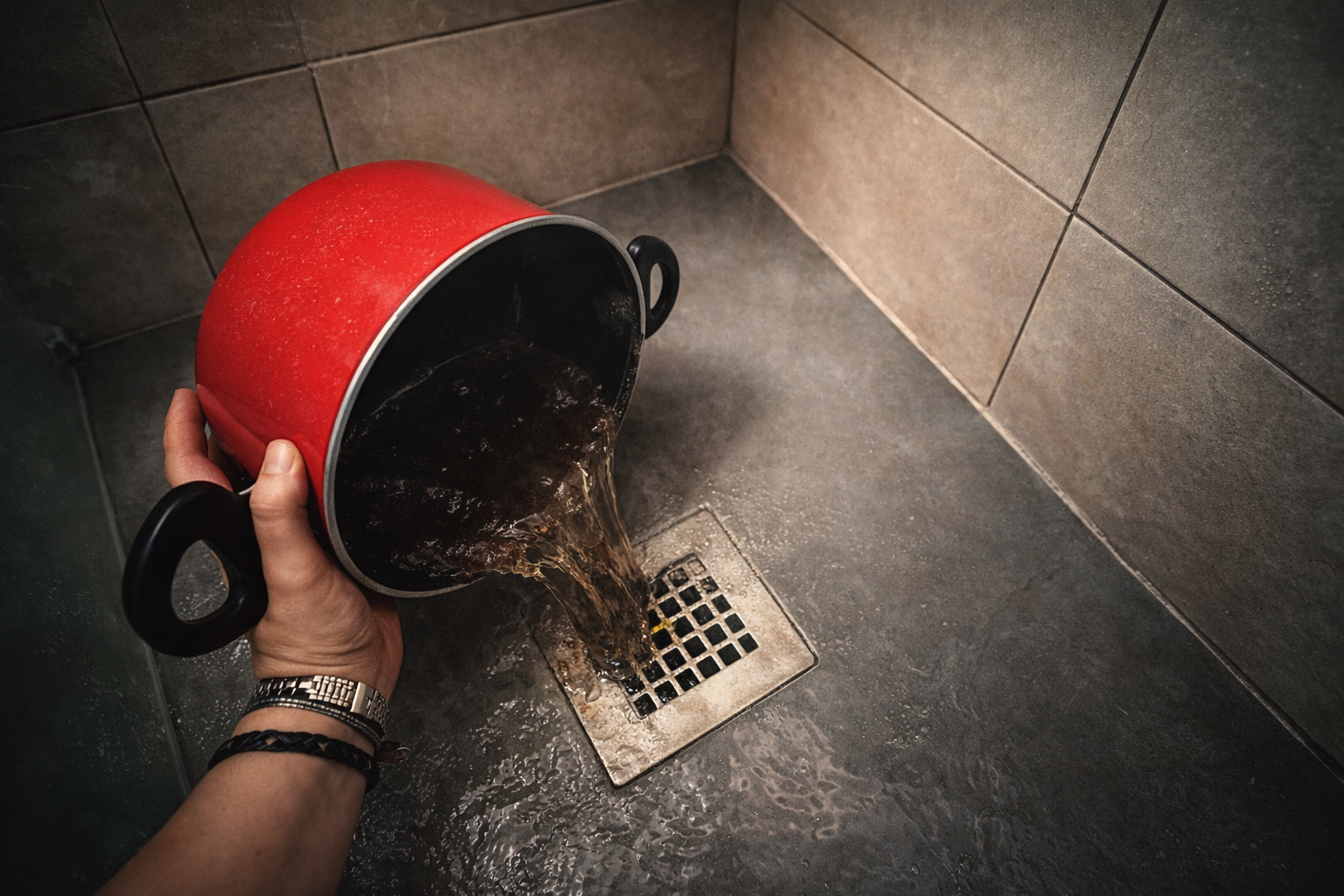 Canalón de ducha muy perfumado con el método de la cacerola: problema solucionado