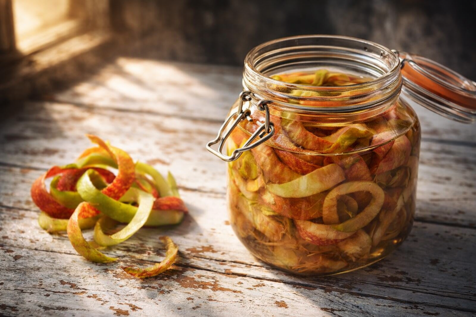 Cáscaras de manzana, sumérgelas en un frasco con agua: lo que ocurre te sorprenderá