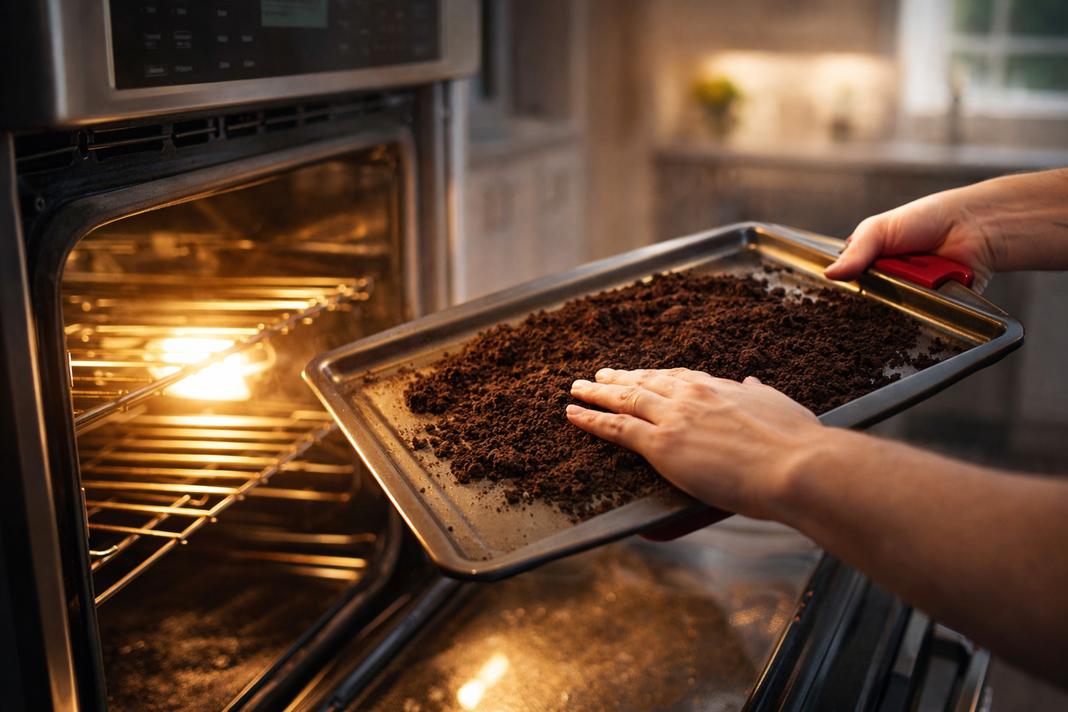 Coloca los posos de café sobre papel para horno y descubre lo inesperado que ocurre
