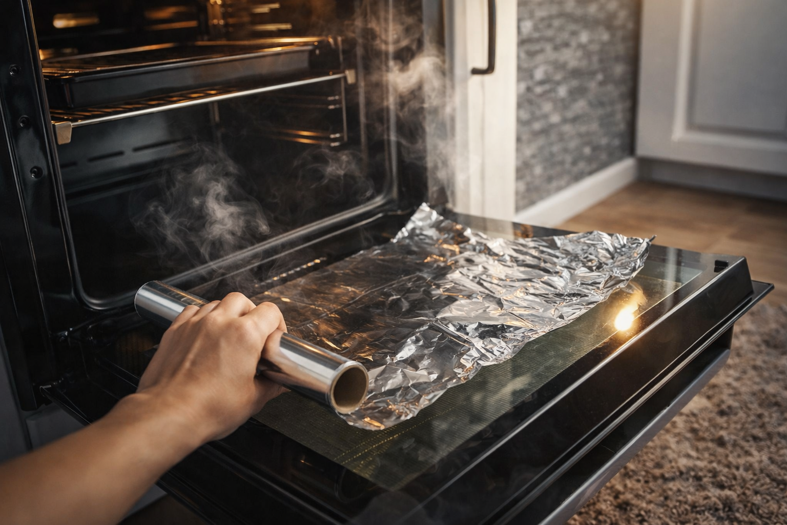 Consejo práctico para limpiar el horno con papel de aluminio