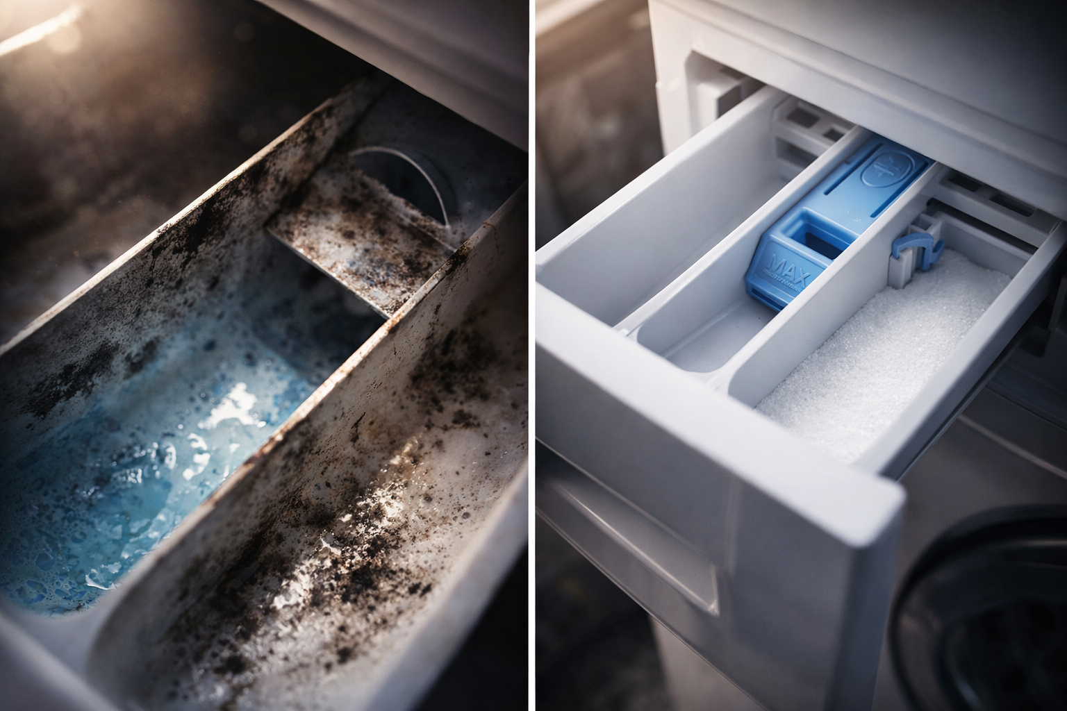 Descubrí un método eficaz para limpiar el cajón de la lavadora: queda como nuevo en minutos y sin moho