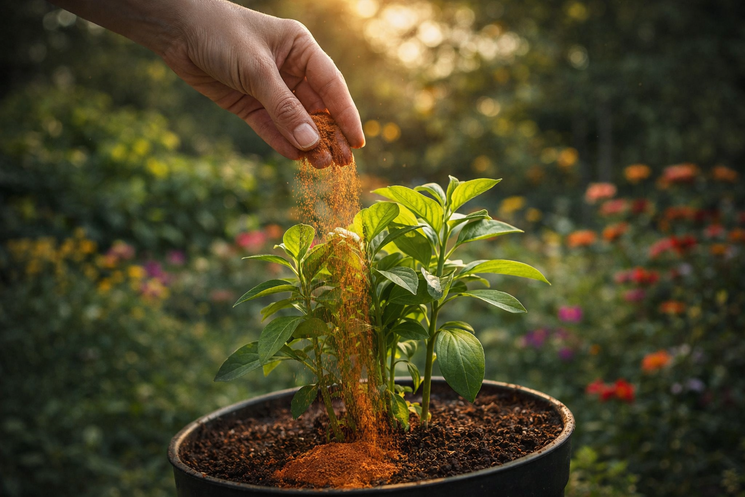 Espolvorea canela alrededor de las plantas para prevenir hongos