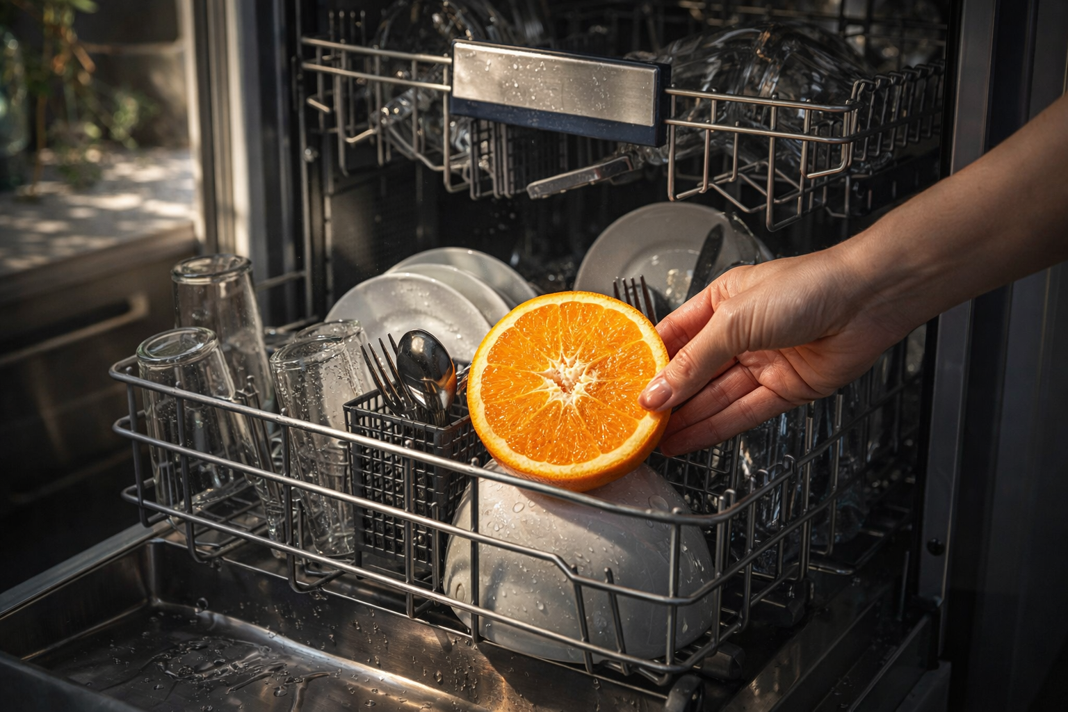 Lo que sucede al poner una naranja en el lavavajillas te sorprenderá