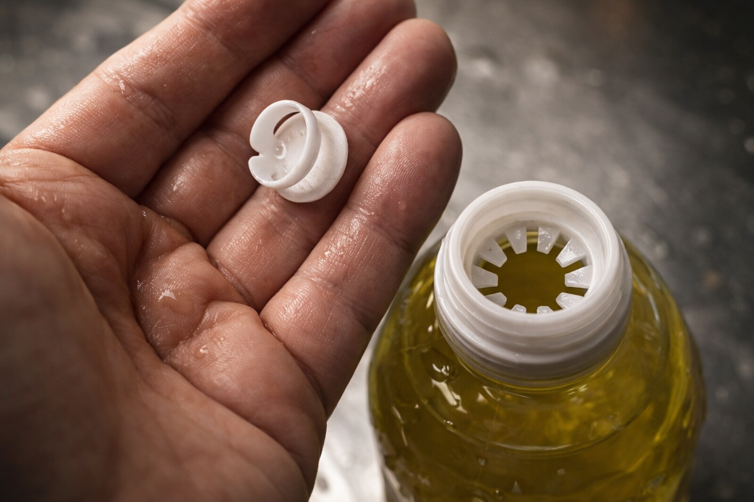 No tires el tapón de las botellas de aceite: esconde un truco útil que pocos conocen