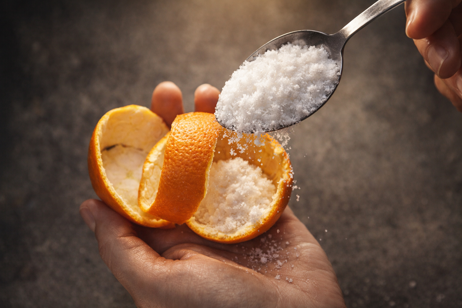 Pon cáscaras de naranja en sal y descubre qué sucede
