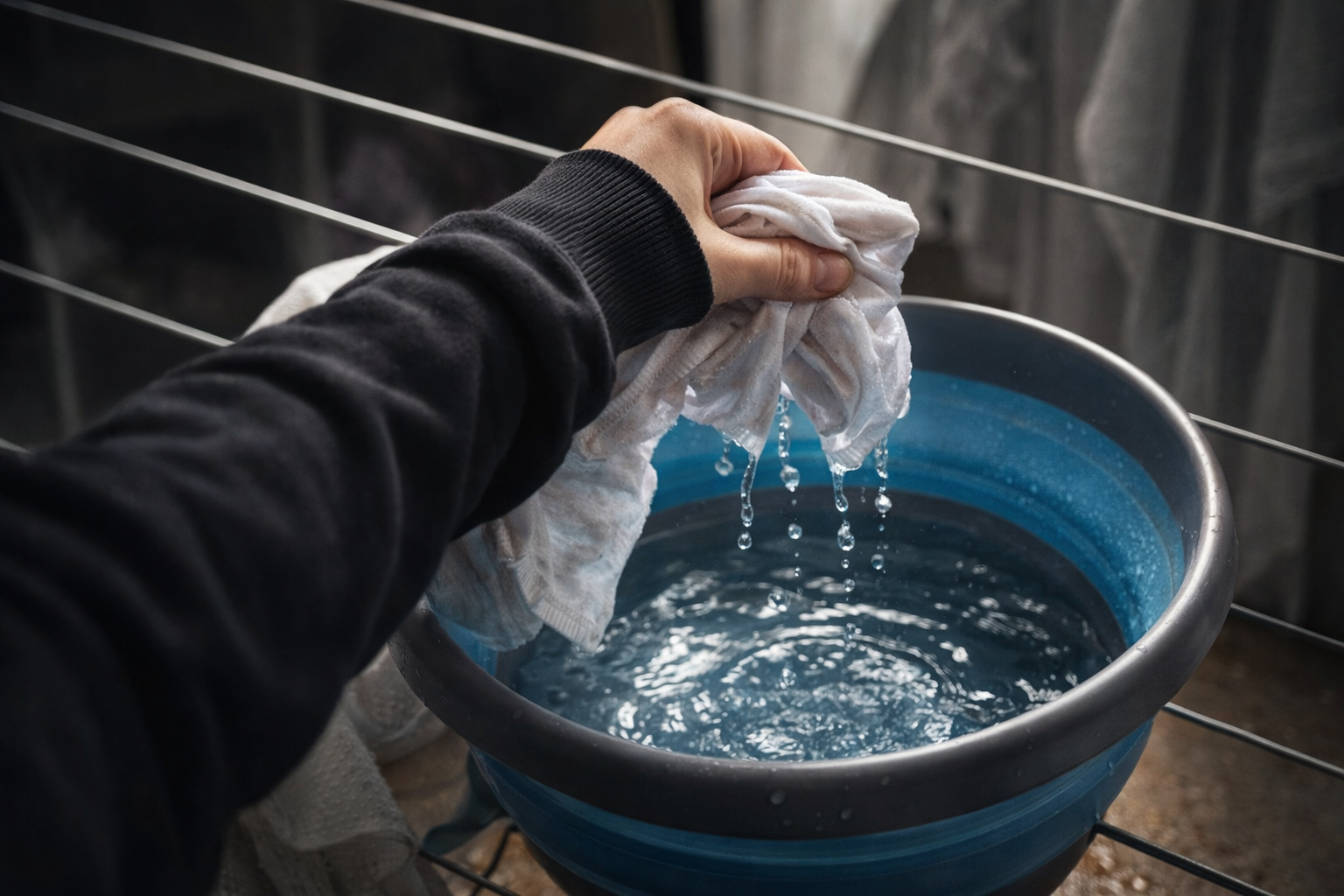 Prepara esta palangana para devolver la blancura a las cuerdas de tender ropa