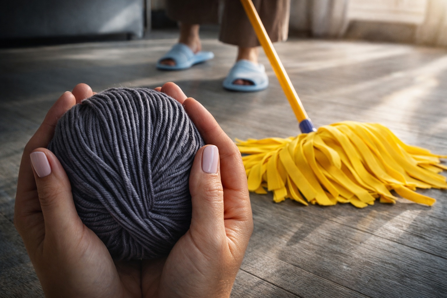 Suelo brillante: cómo limpiarlo con la técnica del ovillo de lana