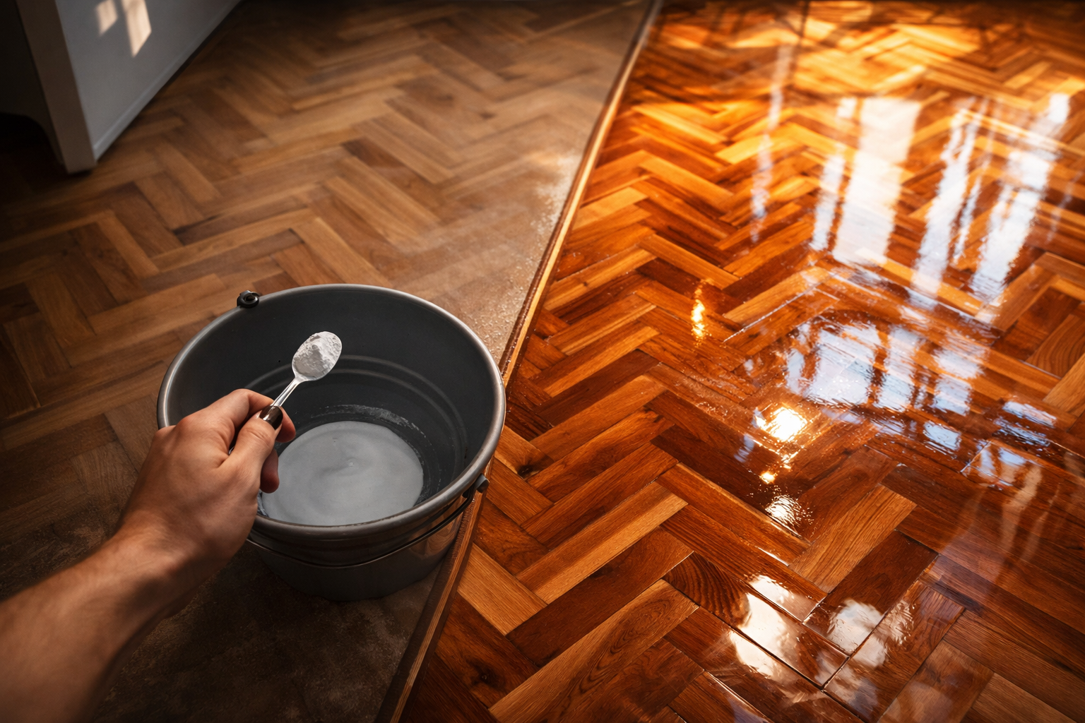 Suelo brillante sin detergentes, solo un ingrediente: muy aromático