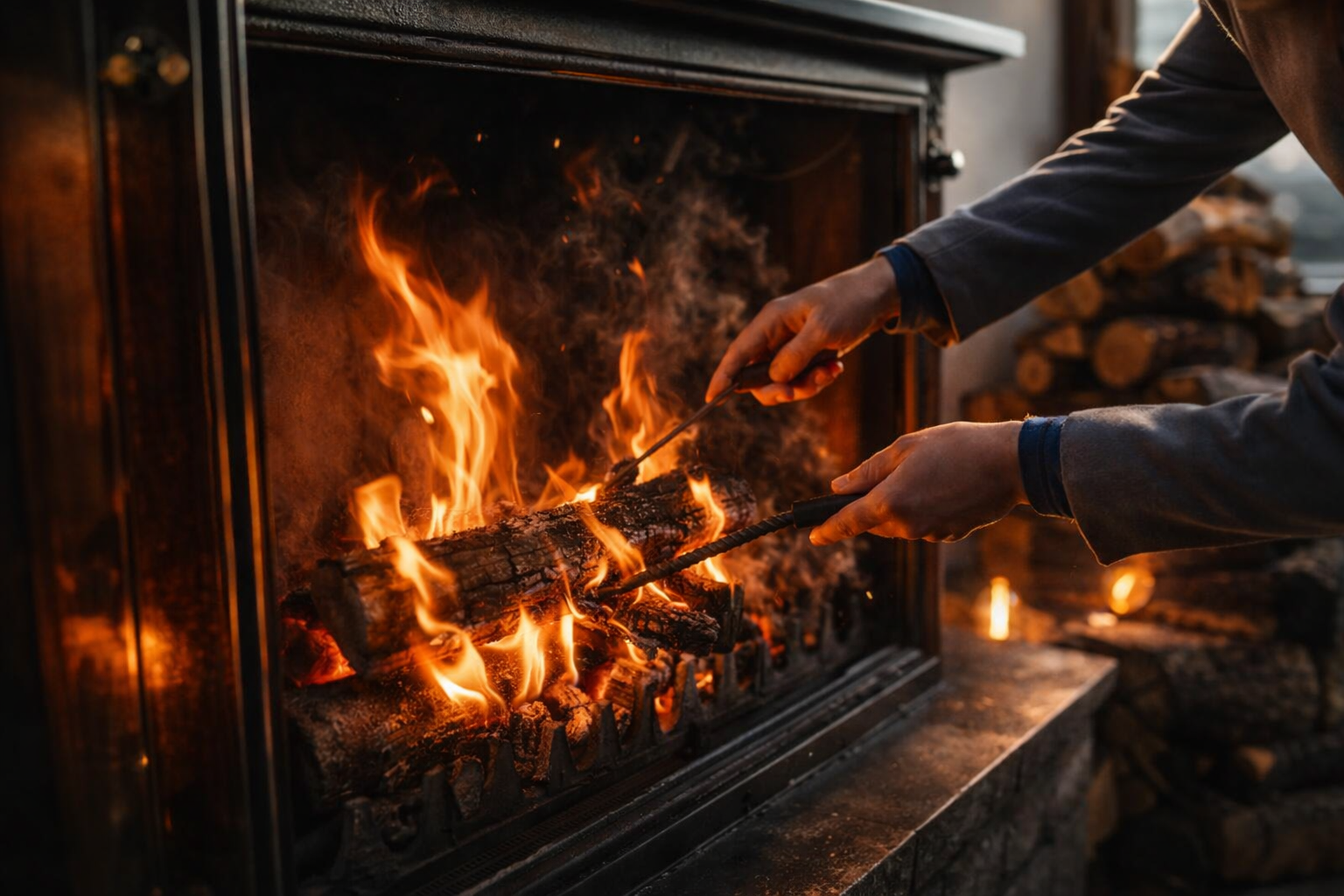 Un consejo de deshollinador para mantener el fuego de tu chimenea toda la noche encendido