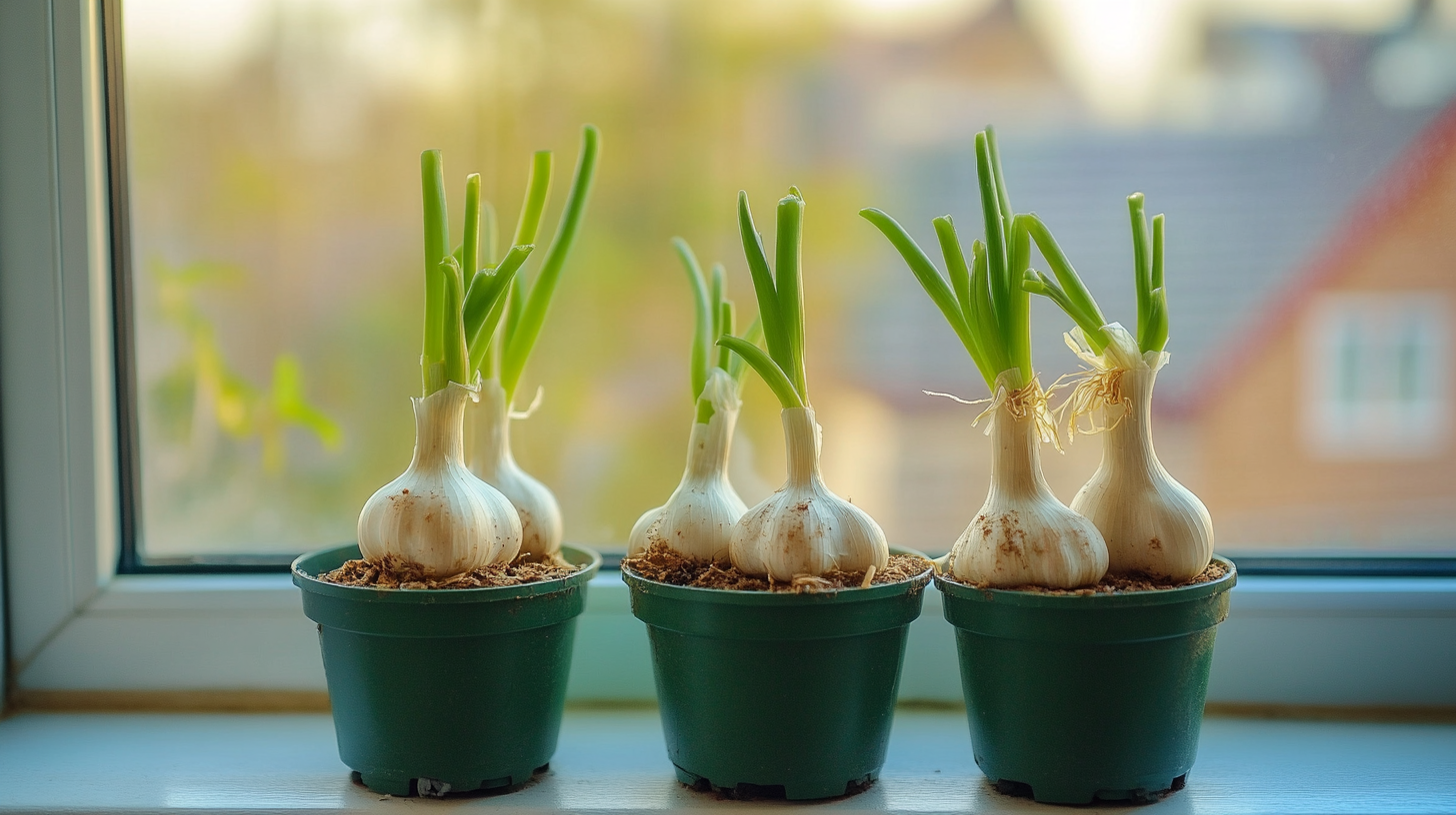 Cultivar ajo en el alféizar de la ventana
