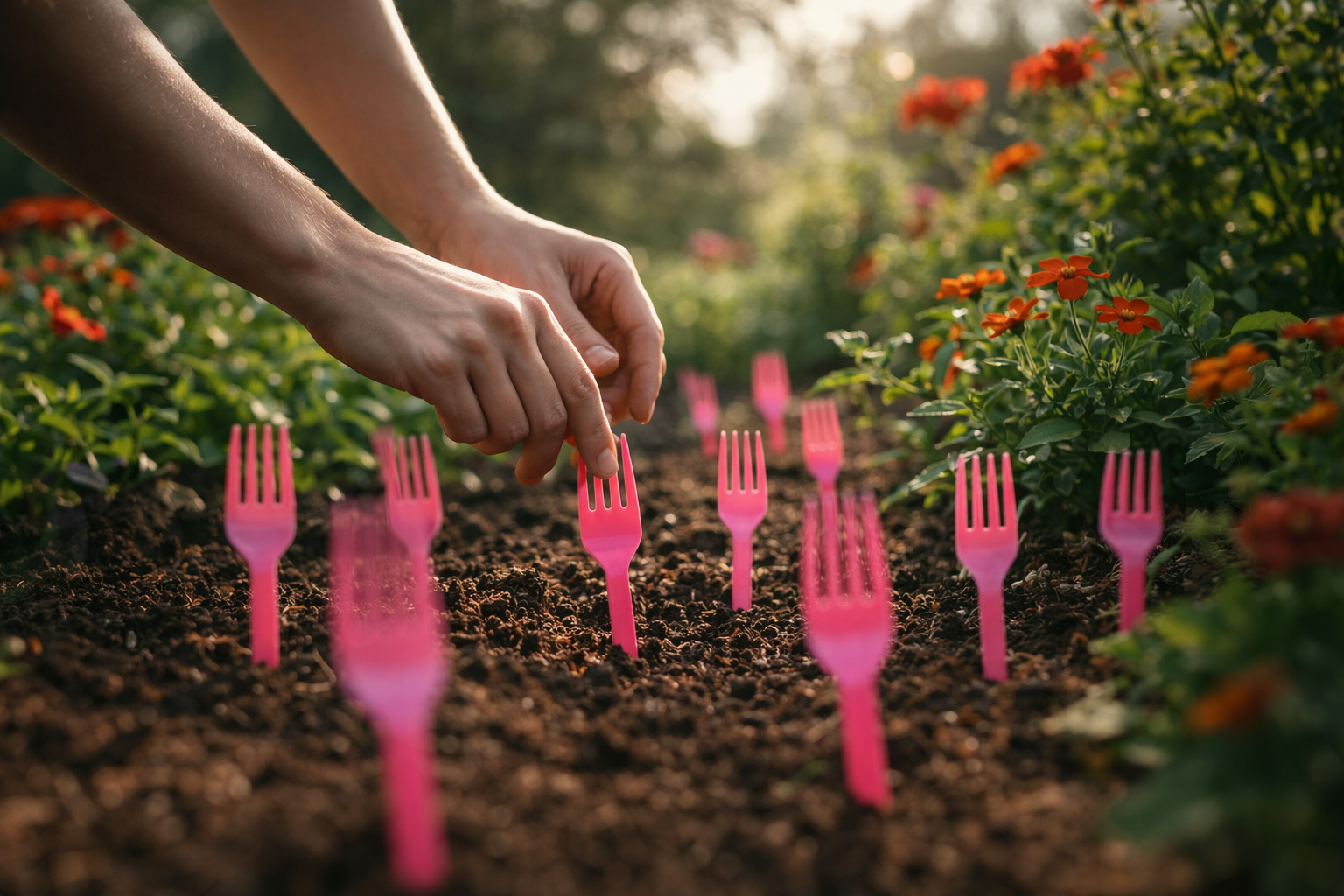 ¿Por qué es útil plantar tenedores de plástico en el jardín?