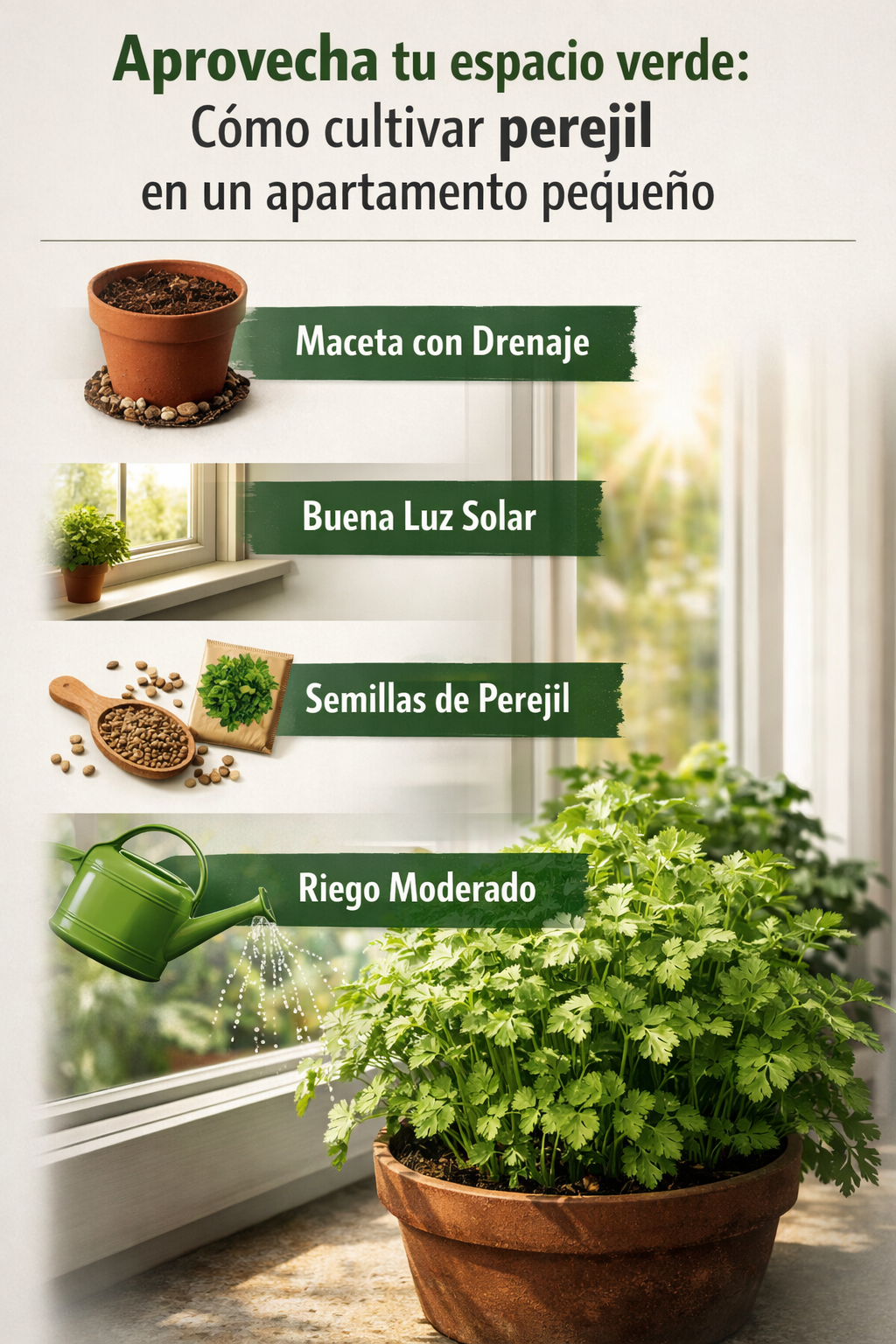 Aprovecha tu espacio verde: cómo cultivar perejil en un apartamento pequeño