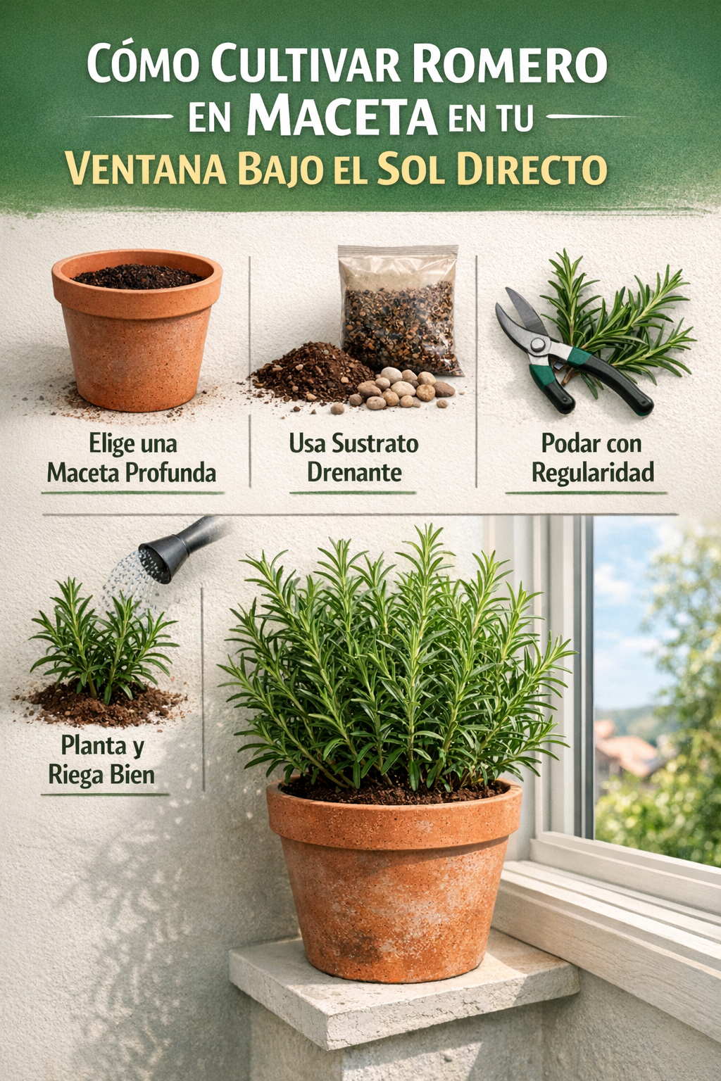Cómo Cultivar Romero en Maceta en Tu Ventana Bajo el Sol Directo