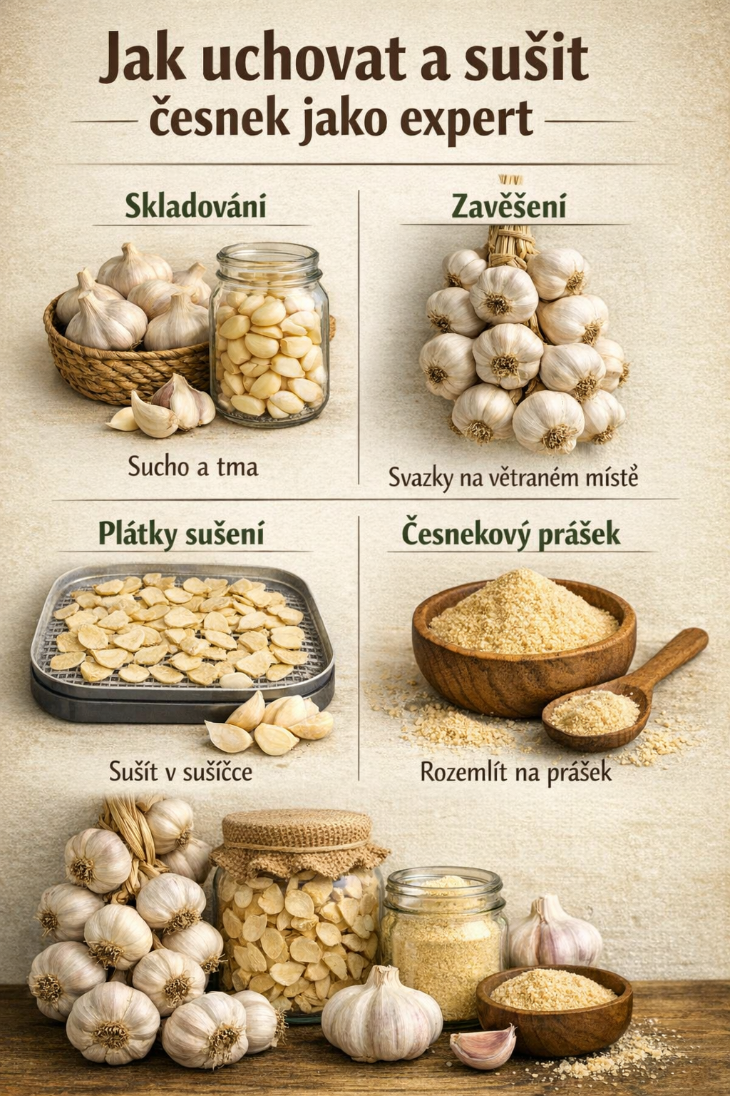 Cómo conservar y secar el ajo como un experto