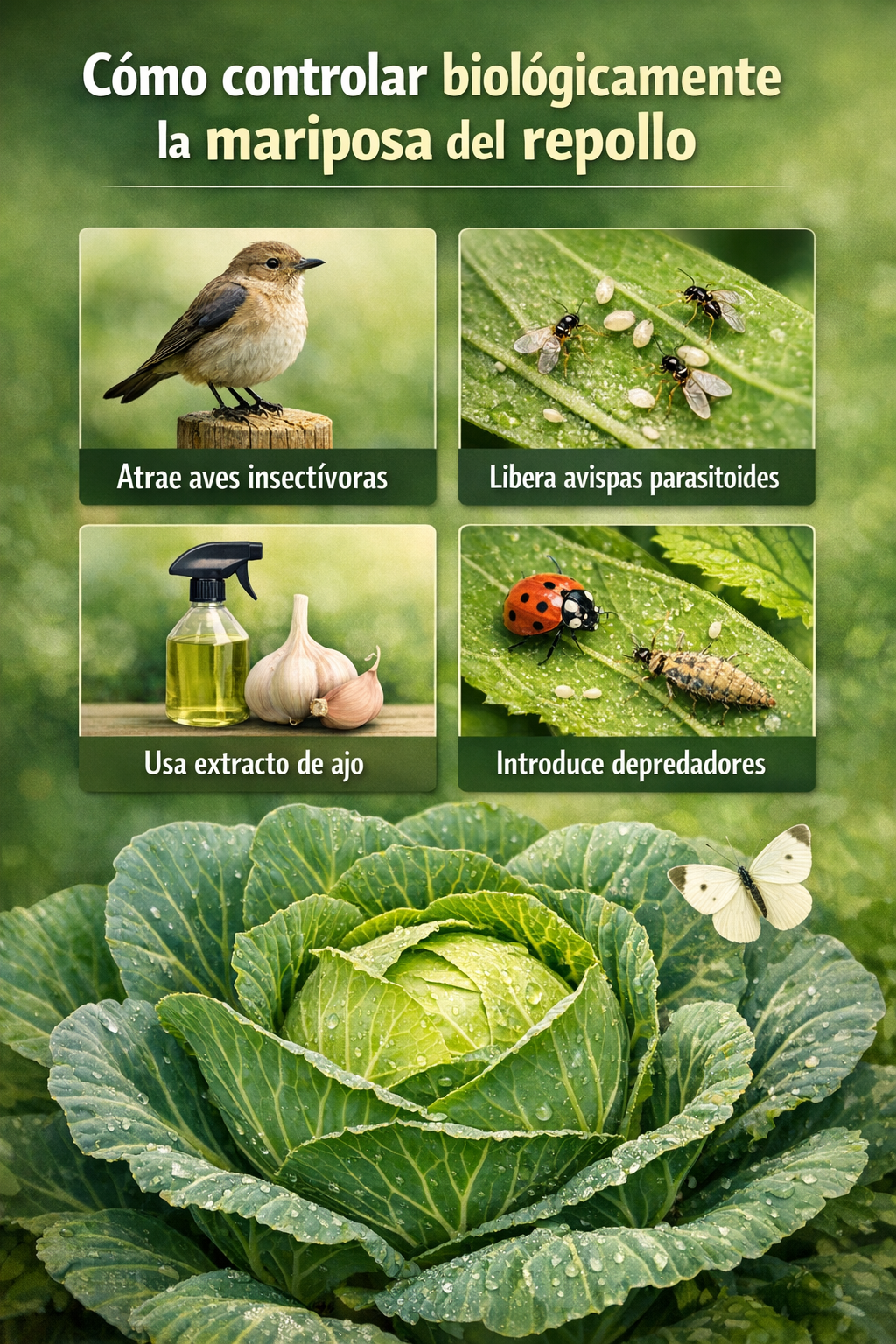 Cómo controlar biológicamente la mariposa del repollo