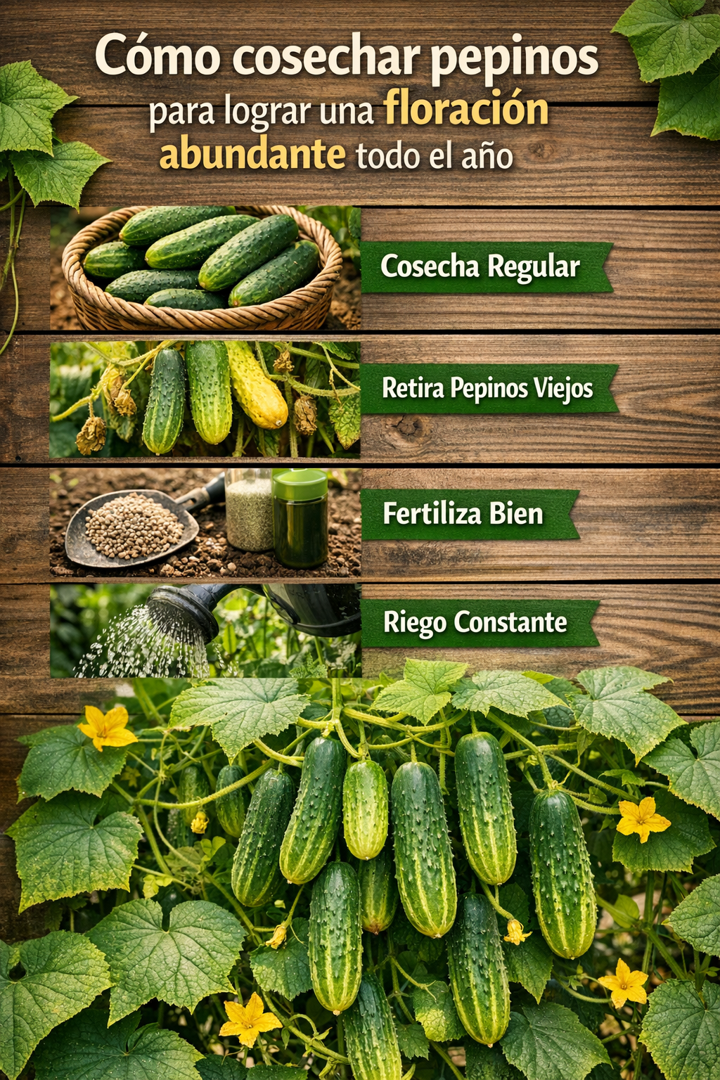 Cómo cosechar pepinos para lograr una floración abundante todo el año