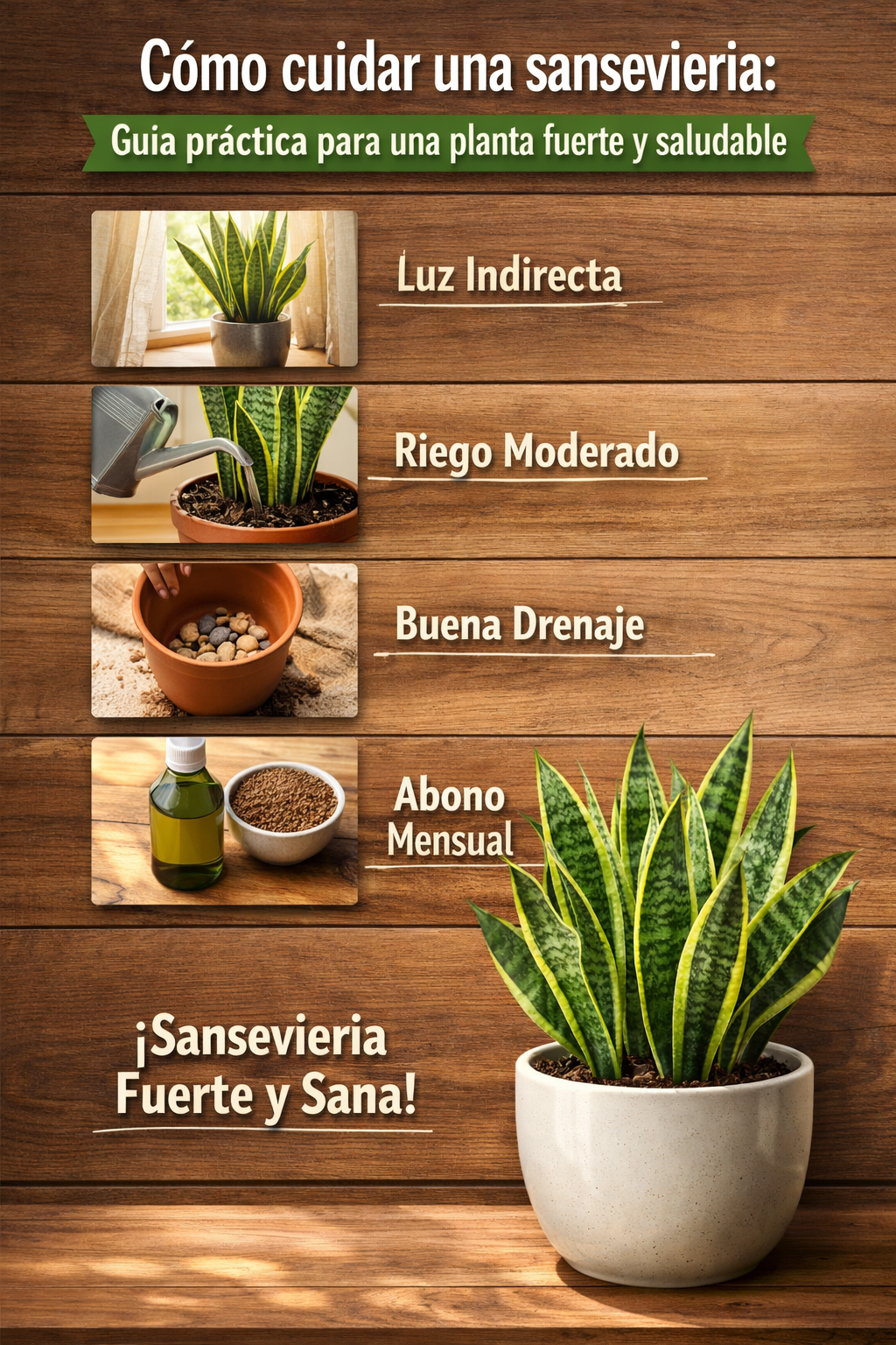 Cómo cuidar una sansevieria: guía práctica para una planta fuerte y saludable