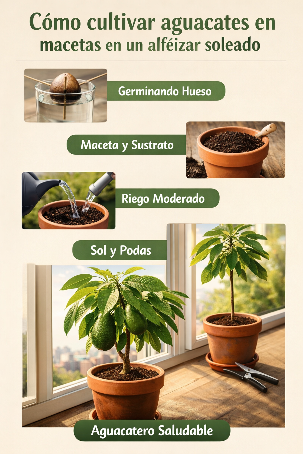 Cómo cultivar aguacates en macetas en un alféizar soleado