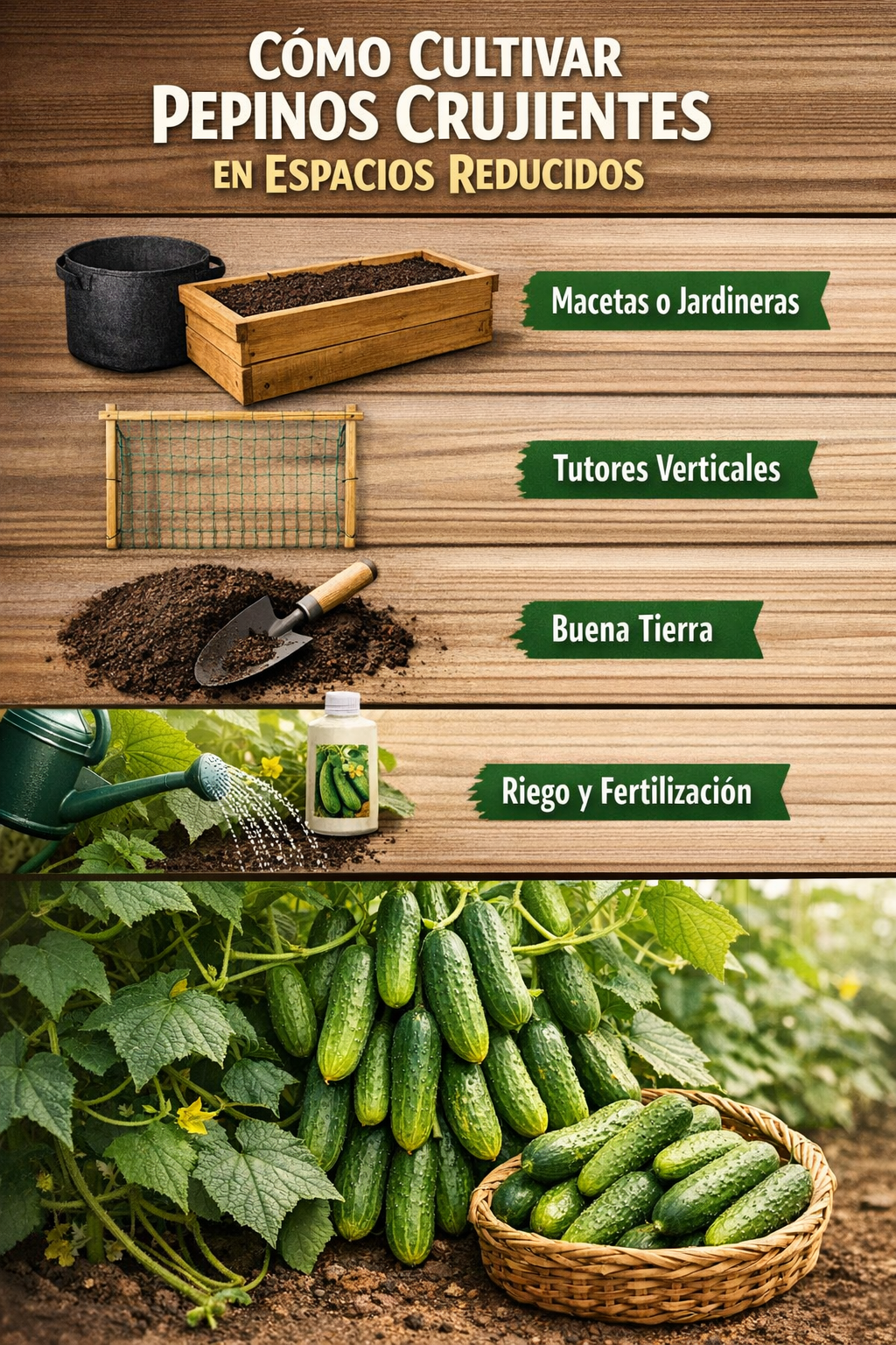 Cómo cultivar pepinos crujientes en espacios reducidos