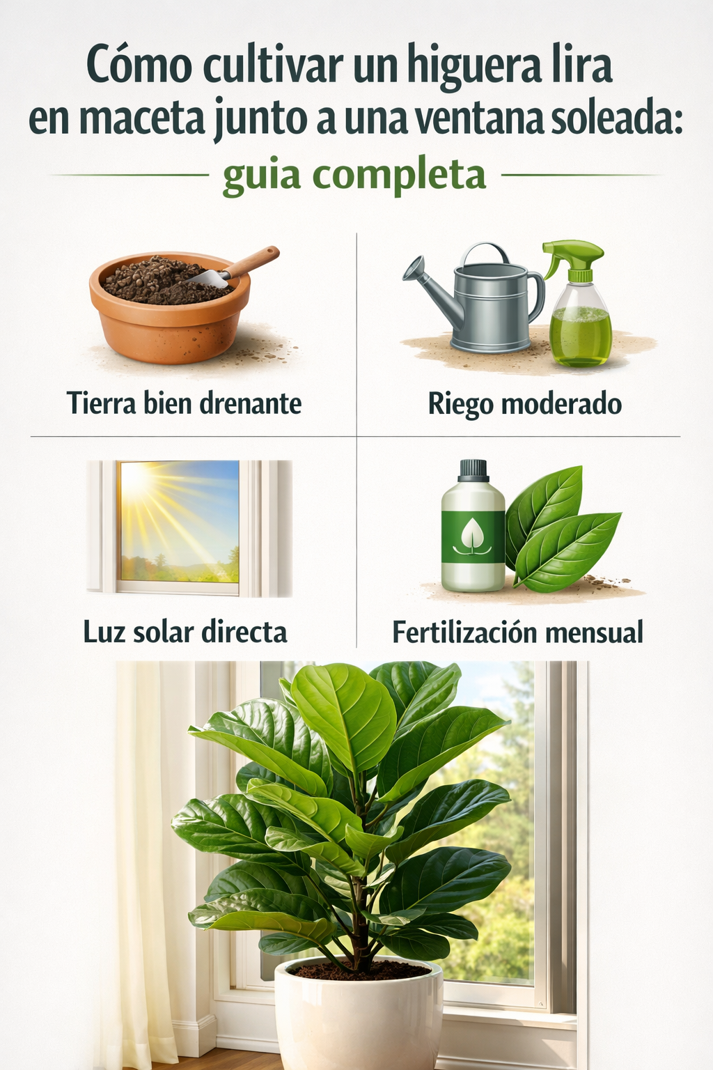 Cómo cultivar un higuera lira en maceta junto a una ventana soleada: guía completa