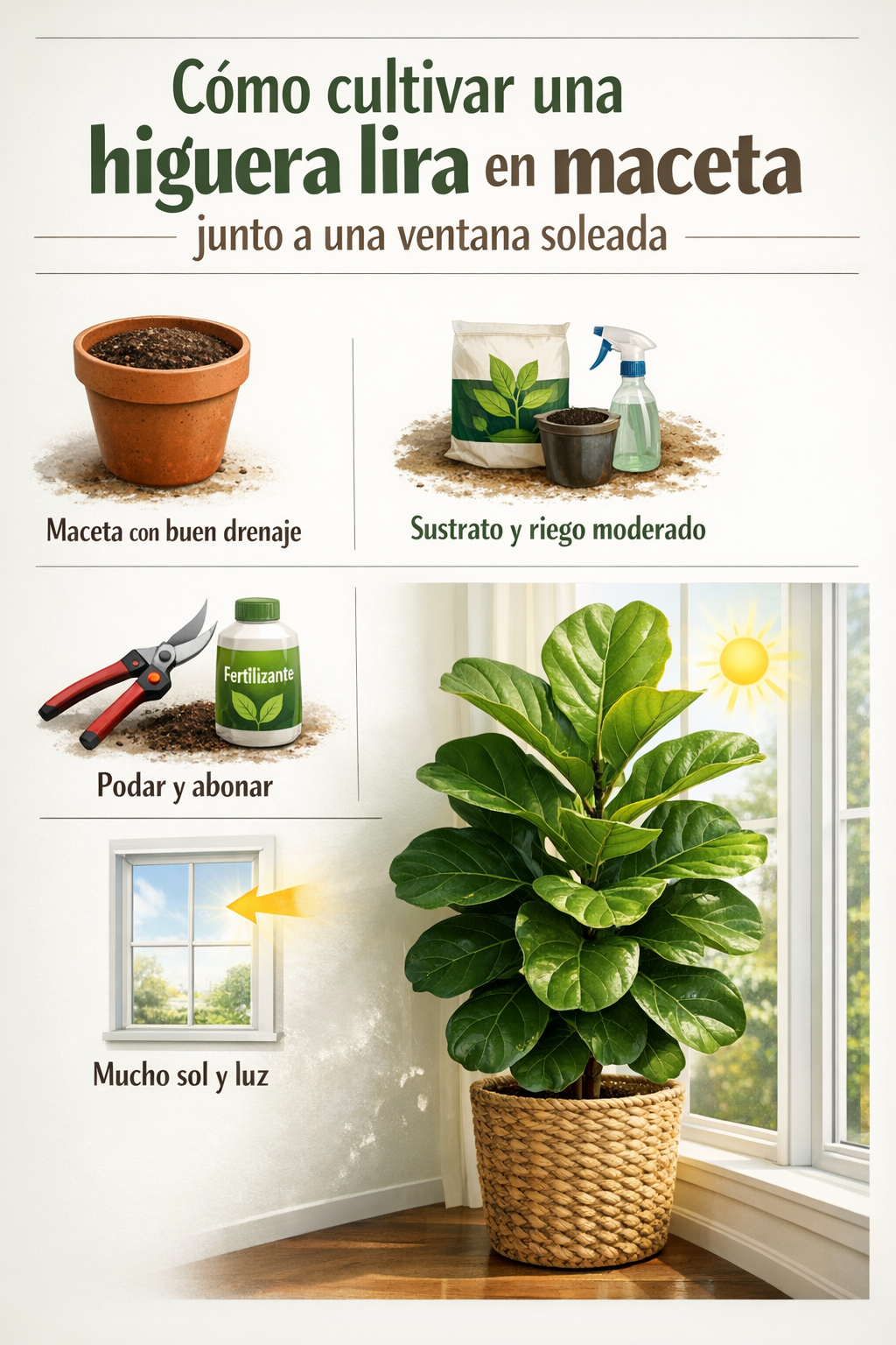 Cómo cultivar una higuera lira en maceta junto a una ventana soleada