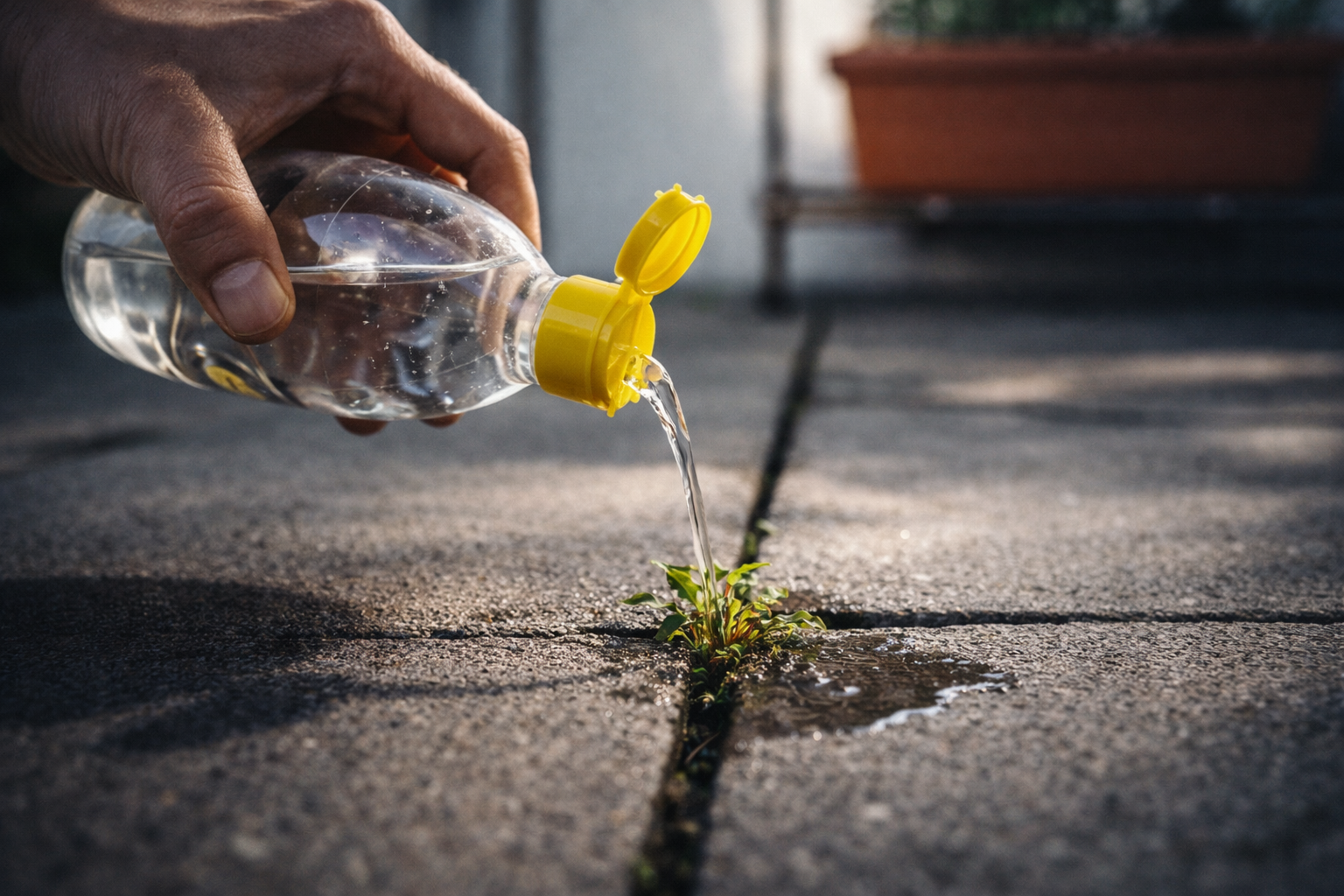 Cómo preparar un herbicida natural con bicarbonato de sodio y vinagre